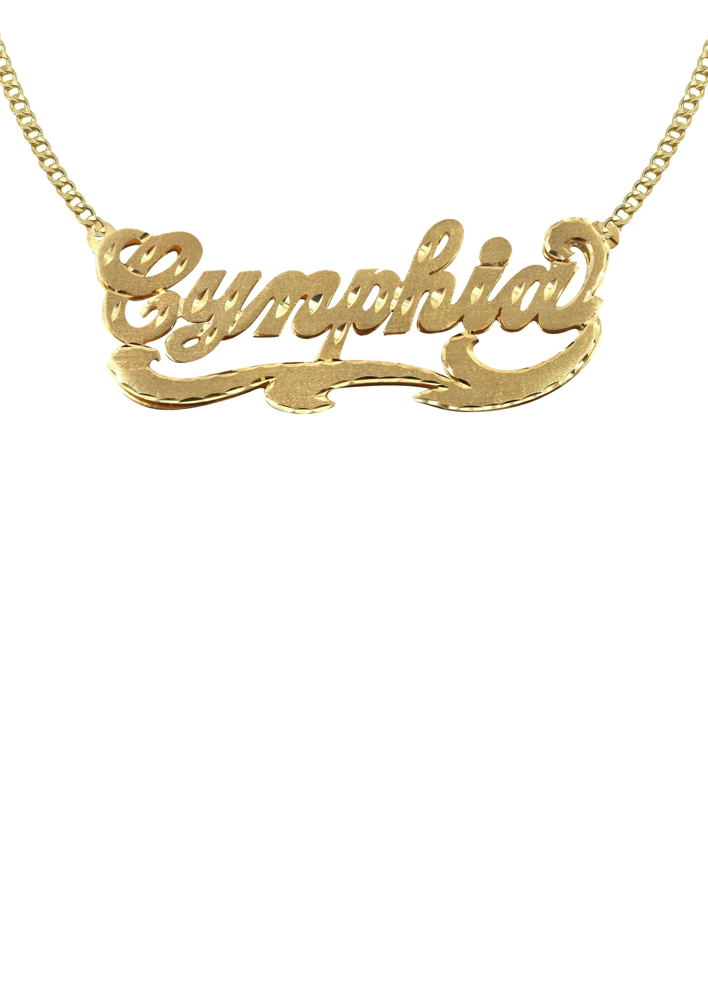14K Gold Diamond Cut Name Plate Necklace | Style #56