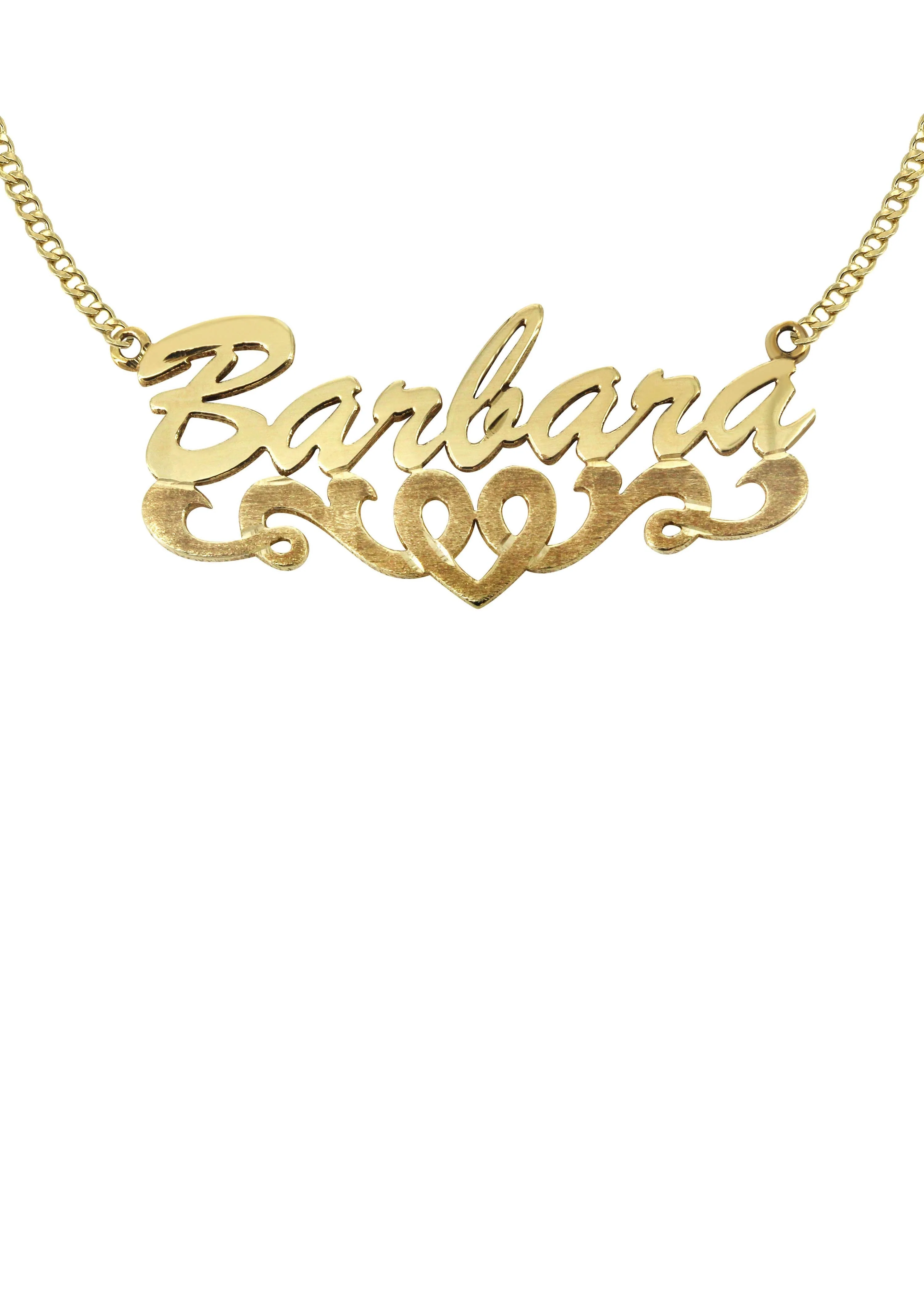 14K Gold Diamond Cut Name Plate Necklace | Style #35