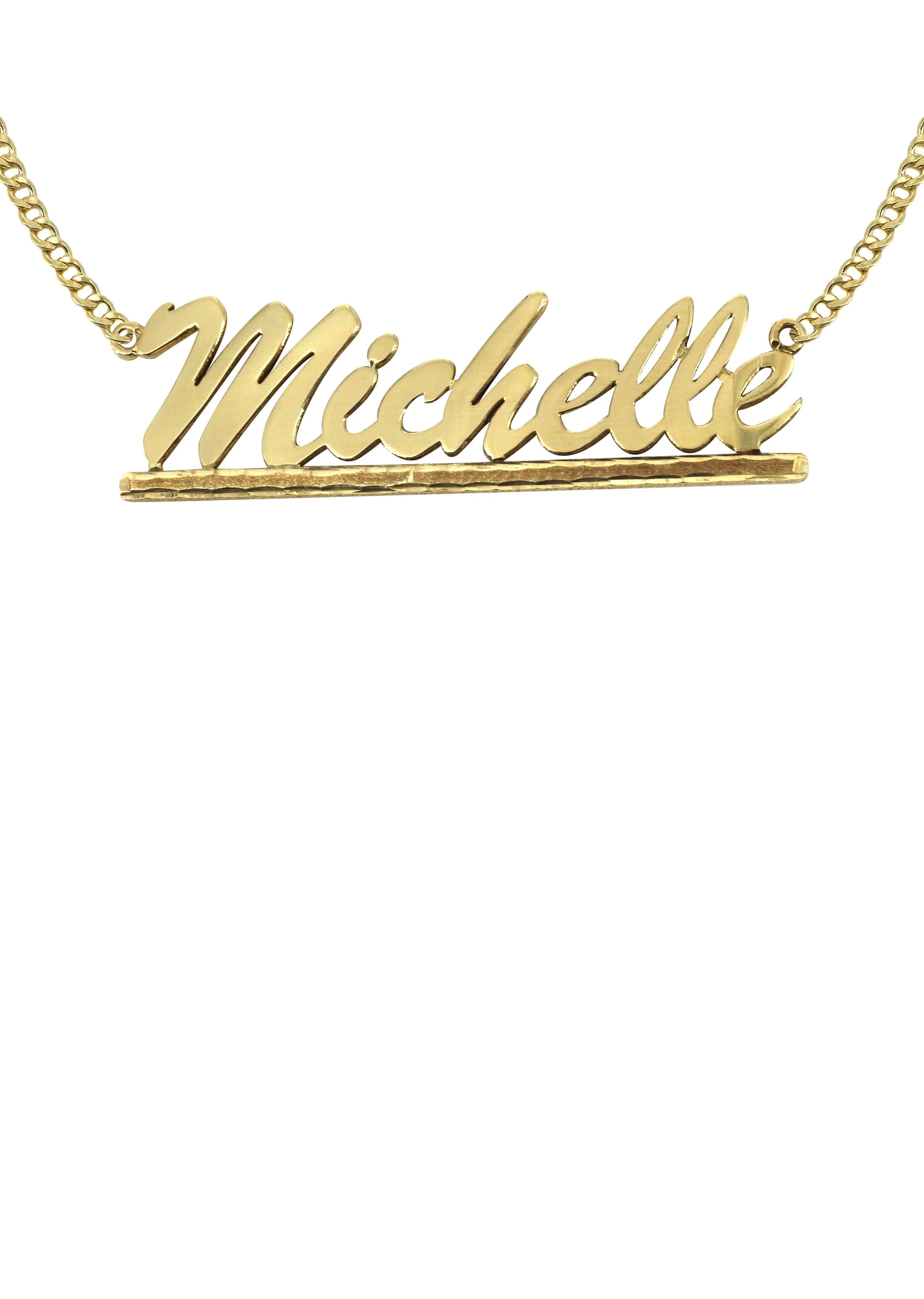 14K Gold Diamond Cut Name Plate Necklace | Style #41