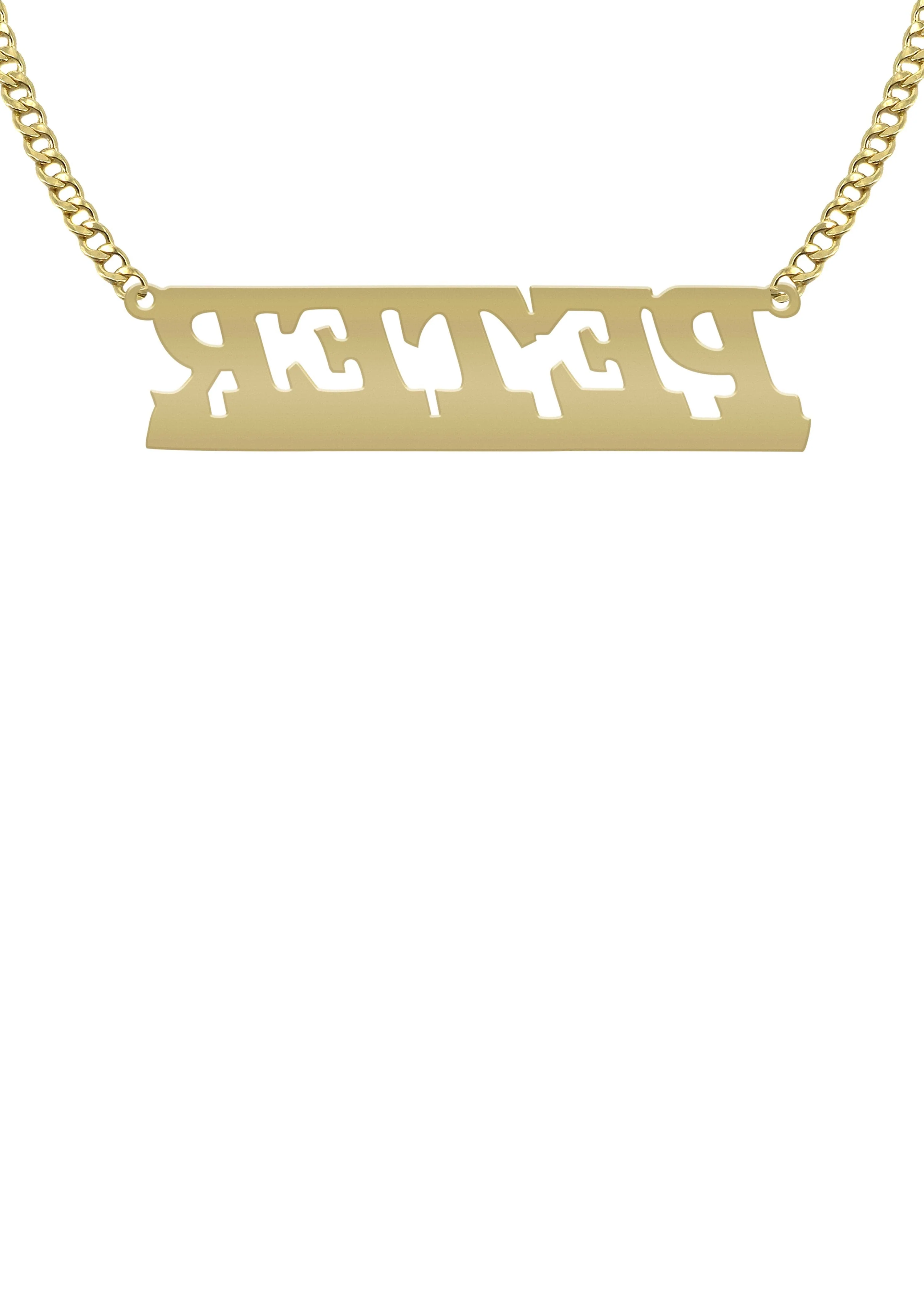 14K Gold  Diamond Cut Name Plate Necklace | Style #93 - Image 2