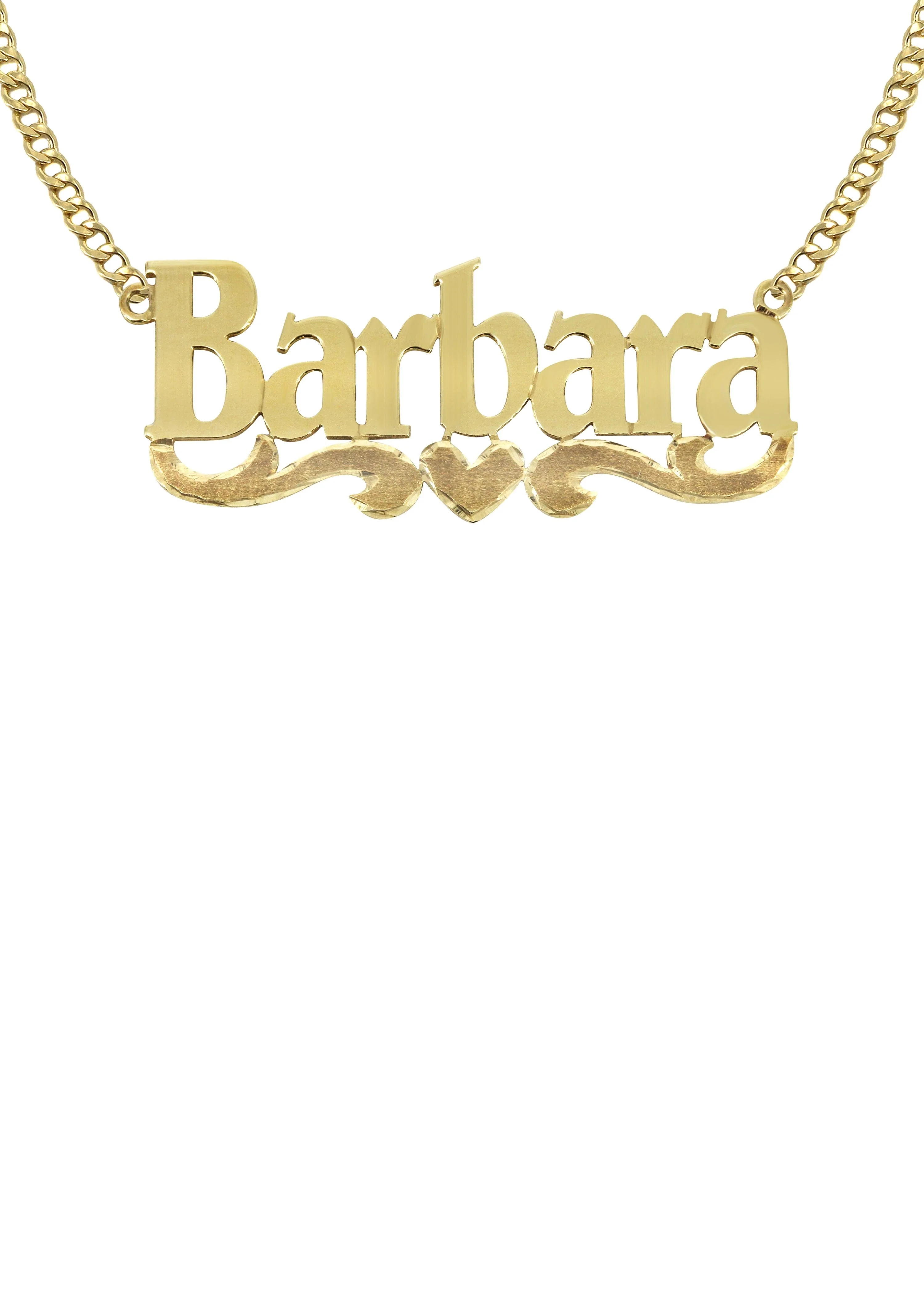 14K Gold Diamond Cut Name Plate Necklace | Style #121