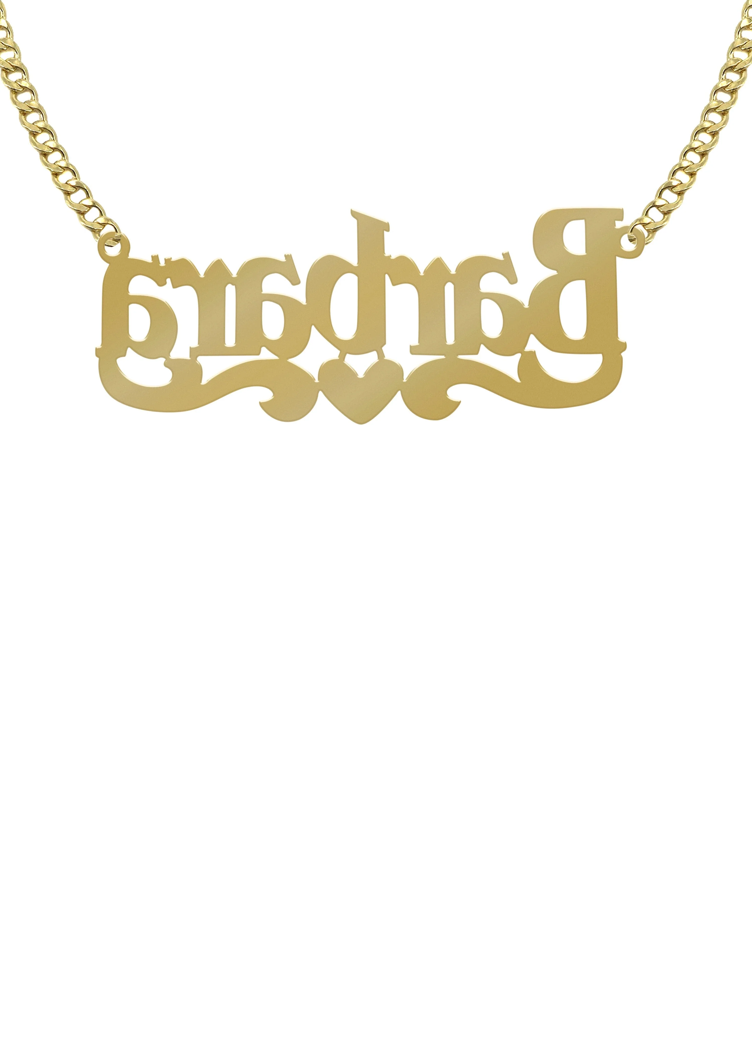 14K Gold Diamond Cut Name Plate Necklace | Style #121 - Image 2