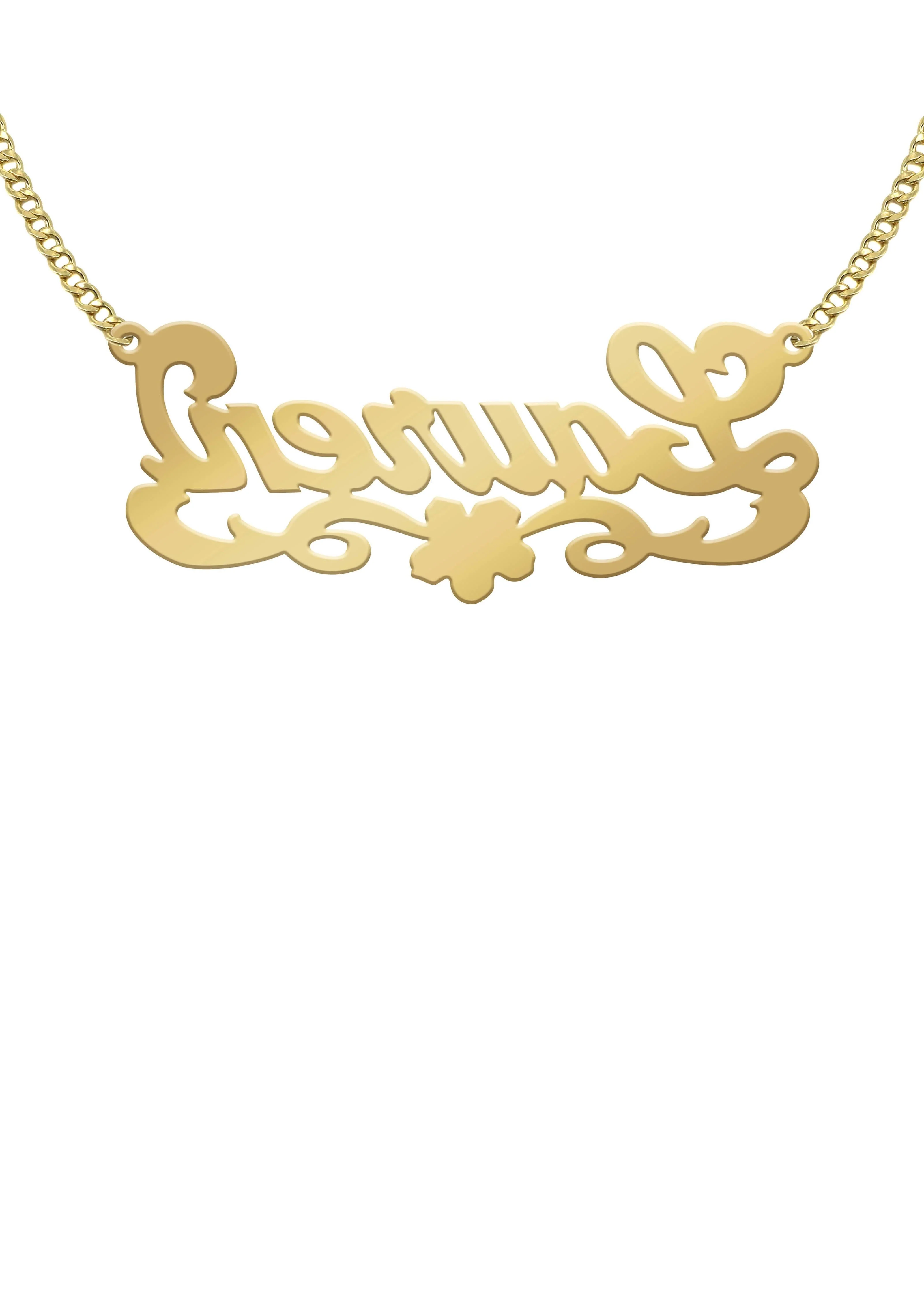 14K Gold Diamond Cut Name Plate Necklace | Style #43 - Image 2