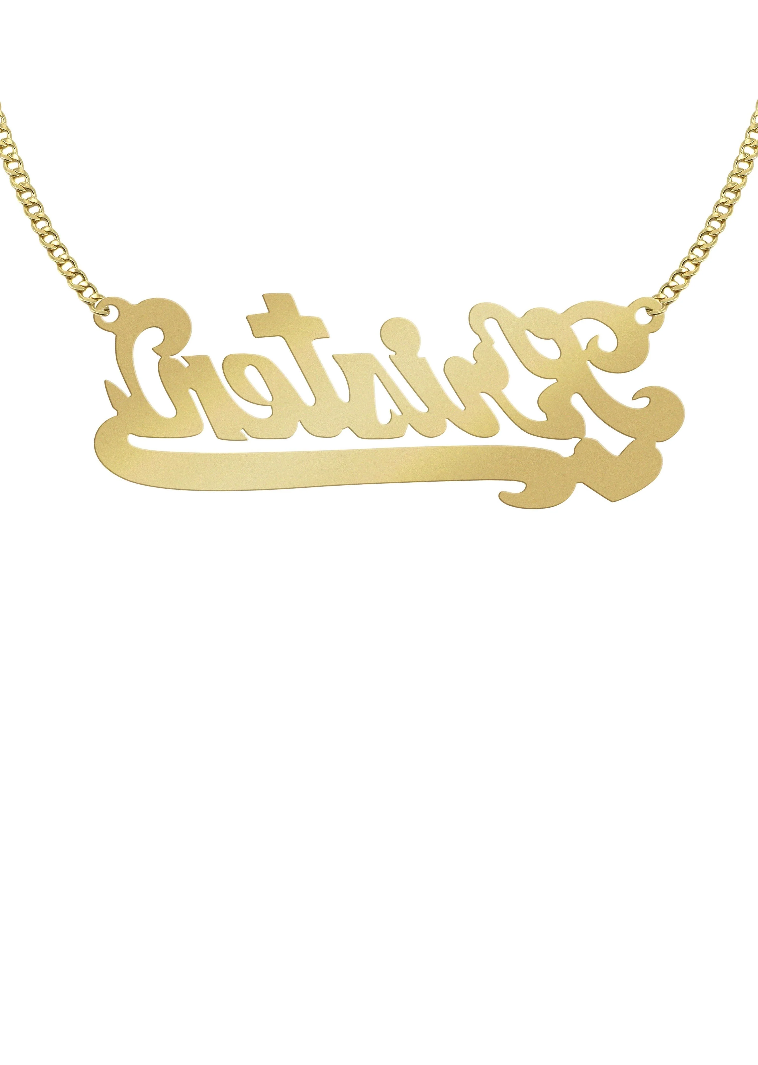 14K Gold  Heart Name Plate Necklace | Style #99 - Image 2
