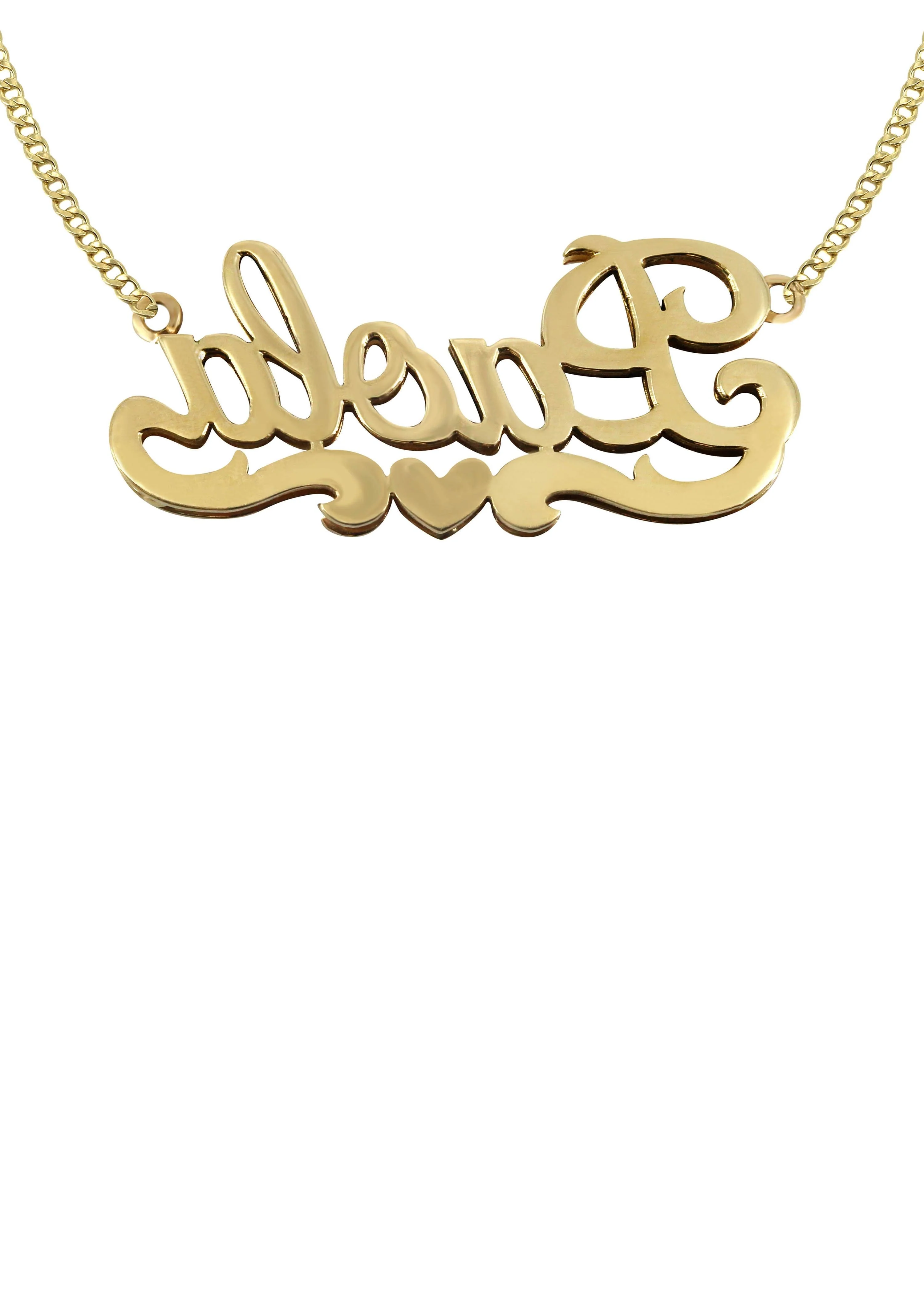 14K Gold Heart Name Plate Necklace | Style #20 - Image 2