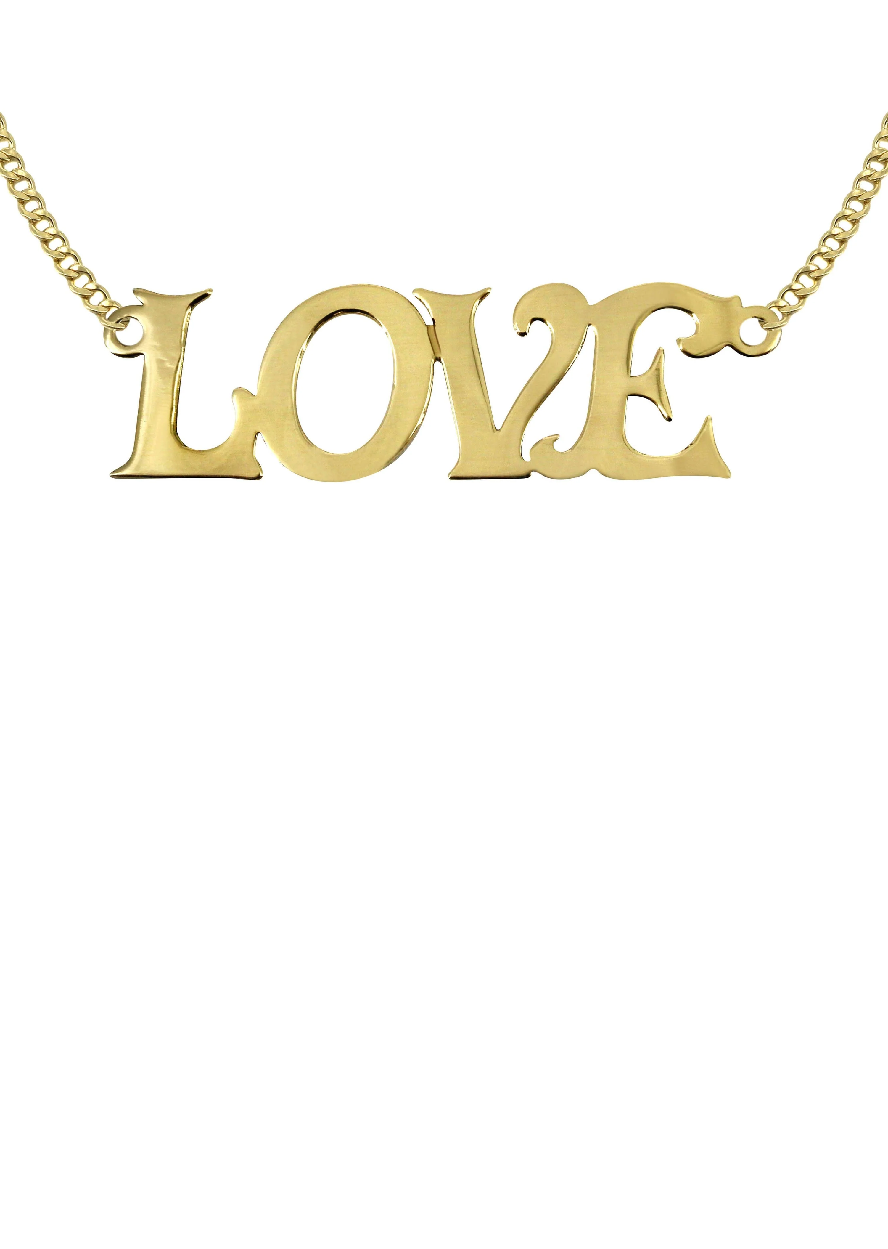 14K Gold Love Name Plate Necklace | Style #36