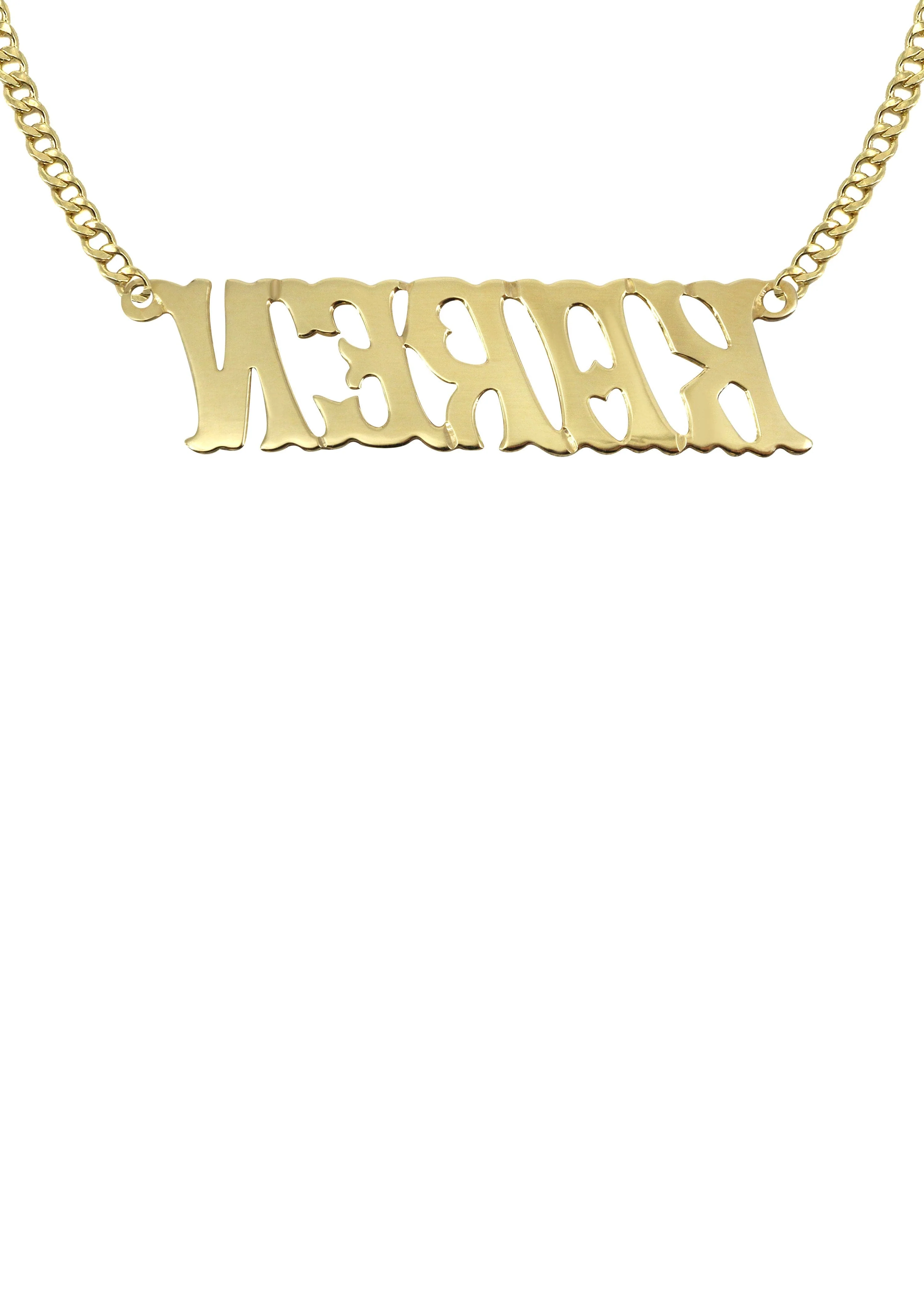 14K Gold Name Plate Name Plate Necklace | Style #30 - Image 2