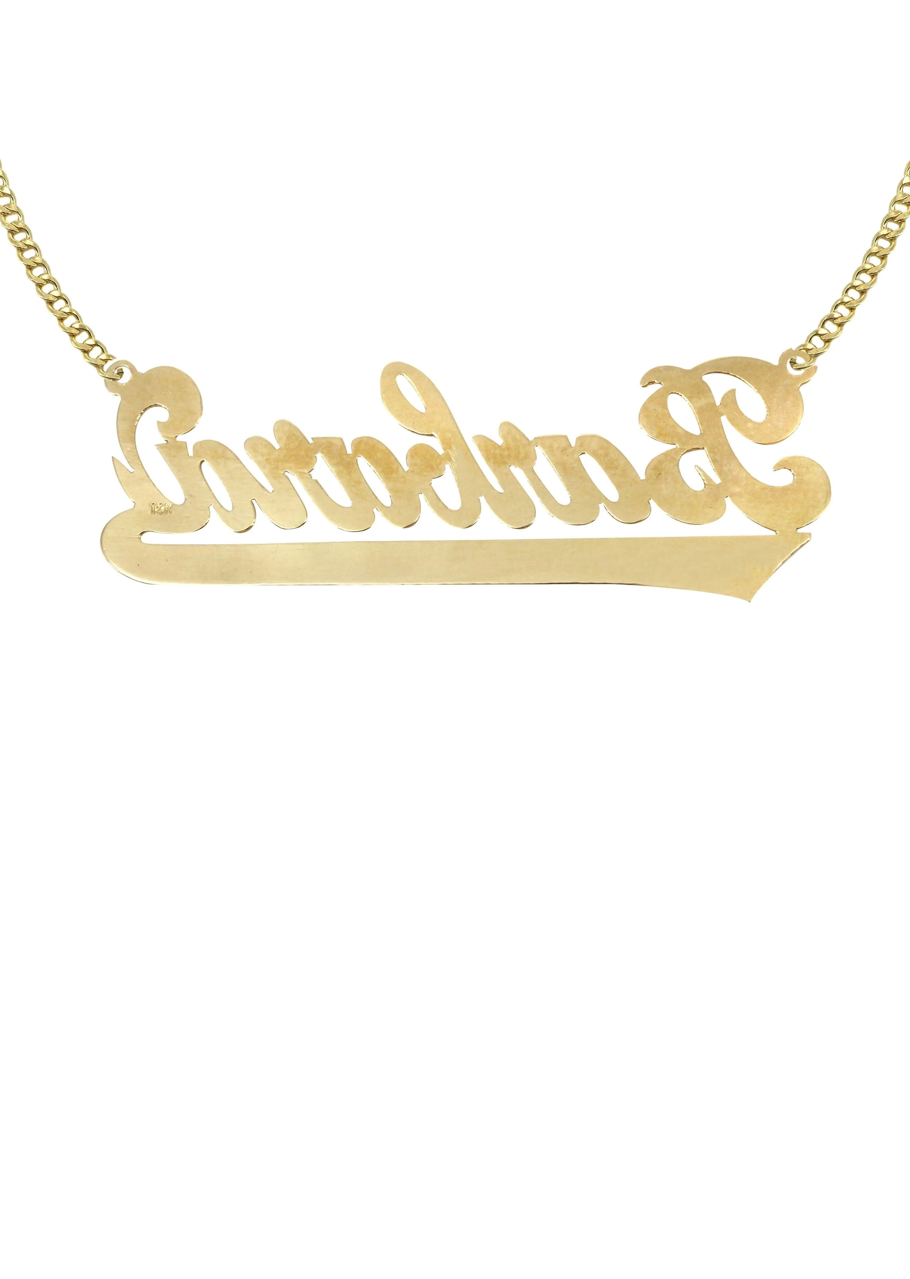 14K Gold Script Name Plate Necklace | Style #71 - Image 2