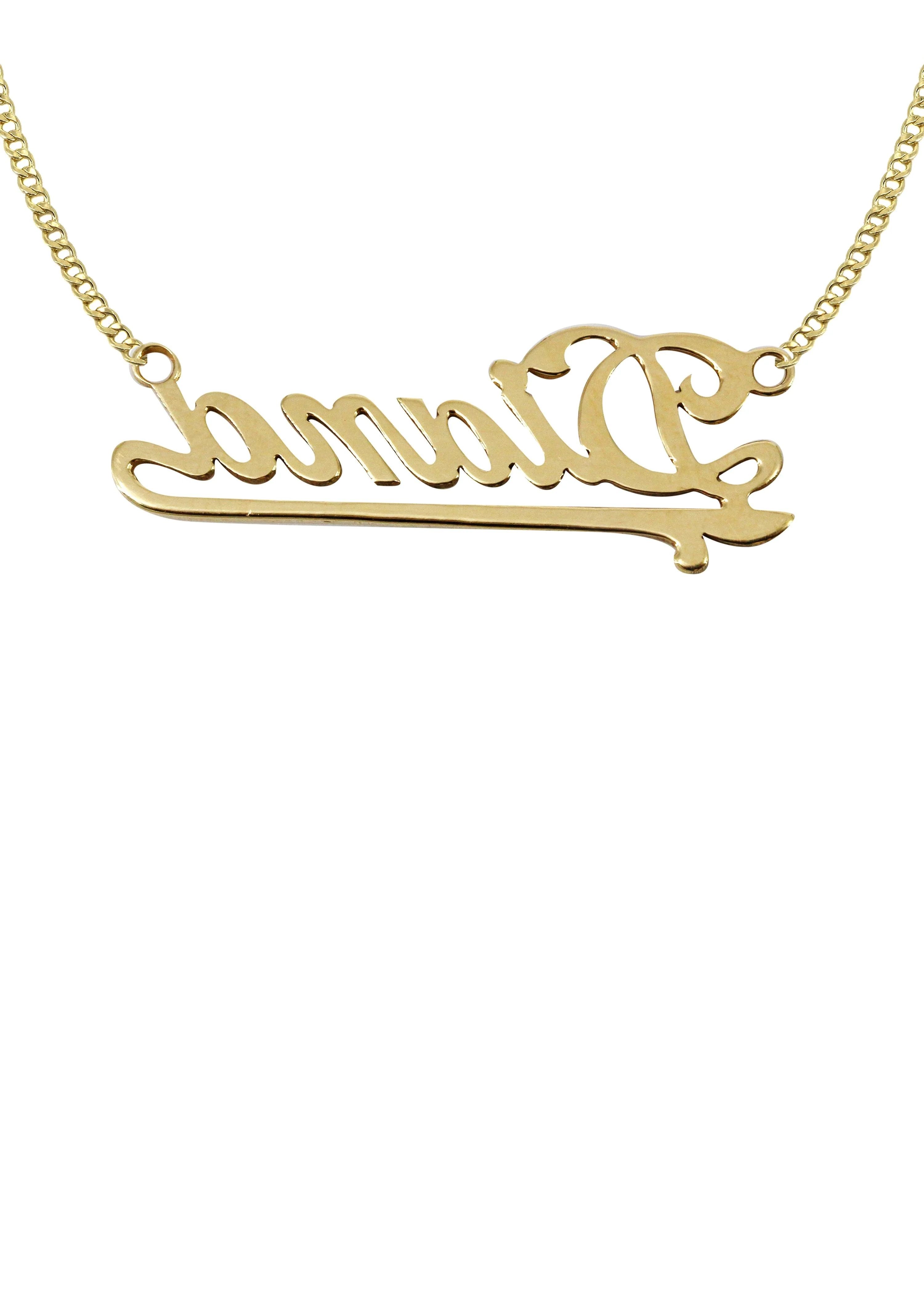 14K Gold Plain Gold Name Plate Necklace | Style #32 - Image 2
