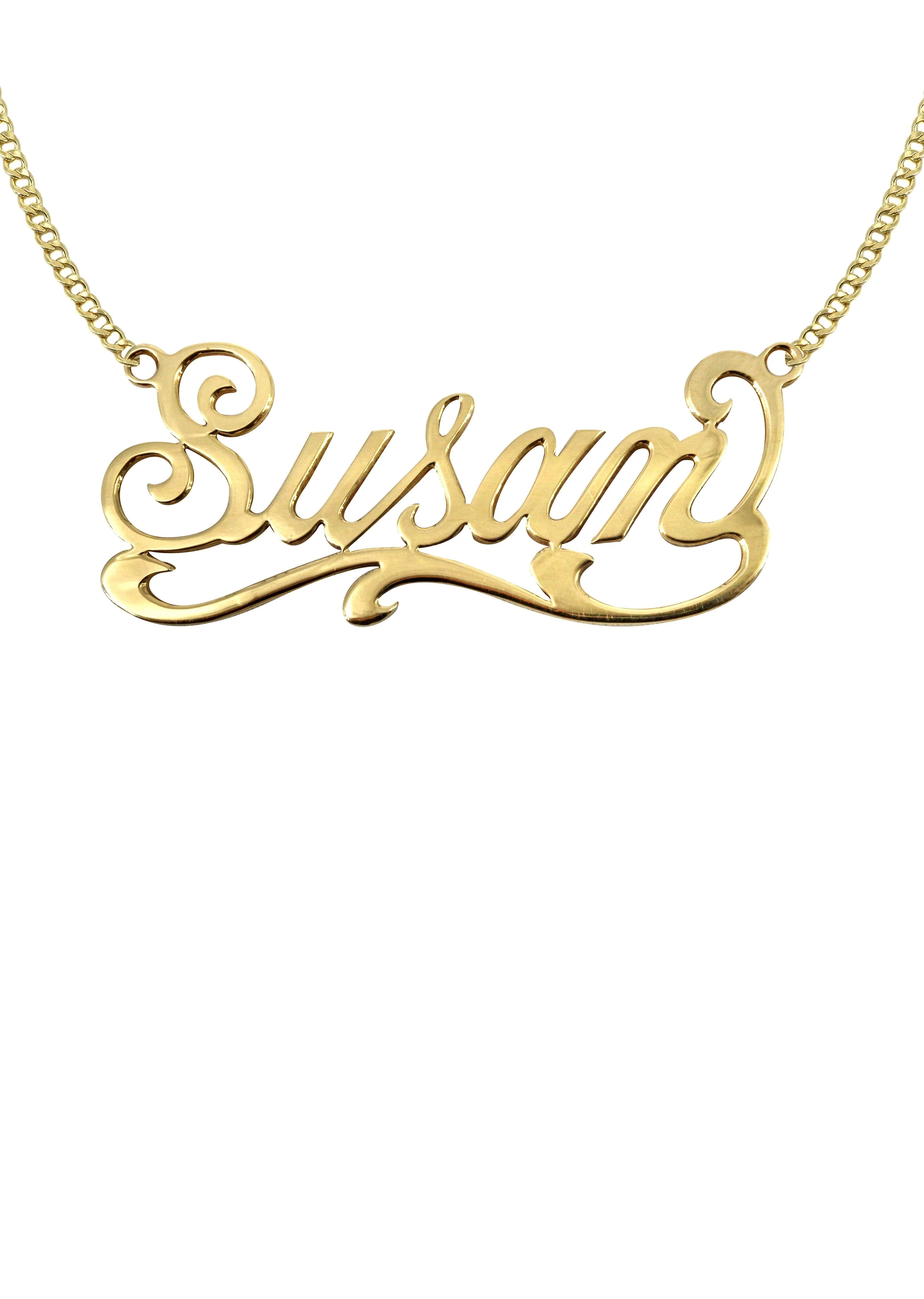14K Gold Plain Gold Name Plate Necklace | Style #82