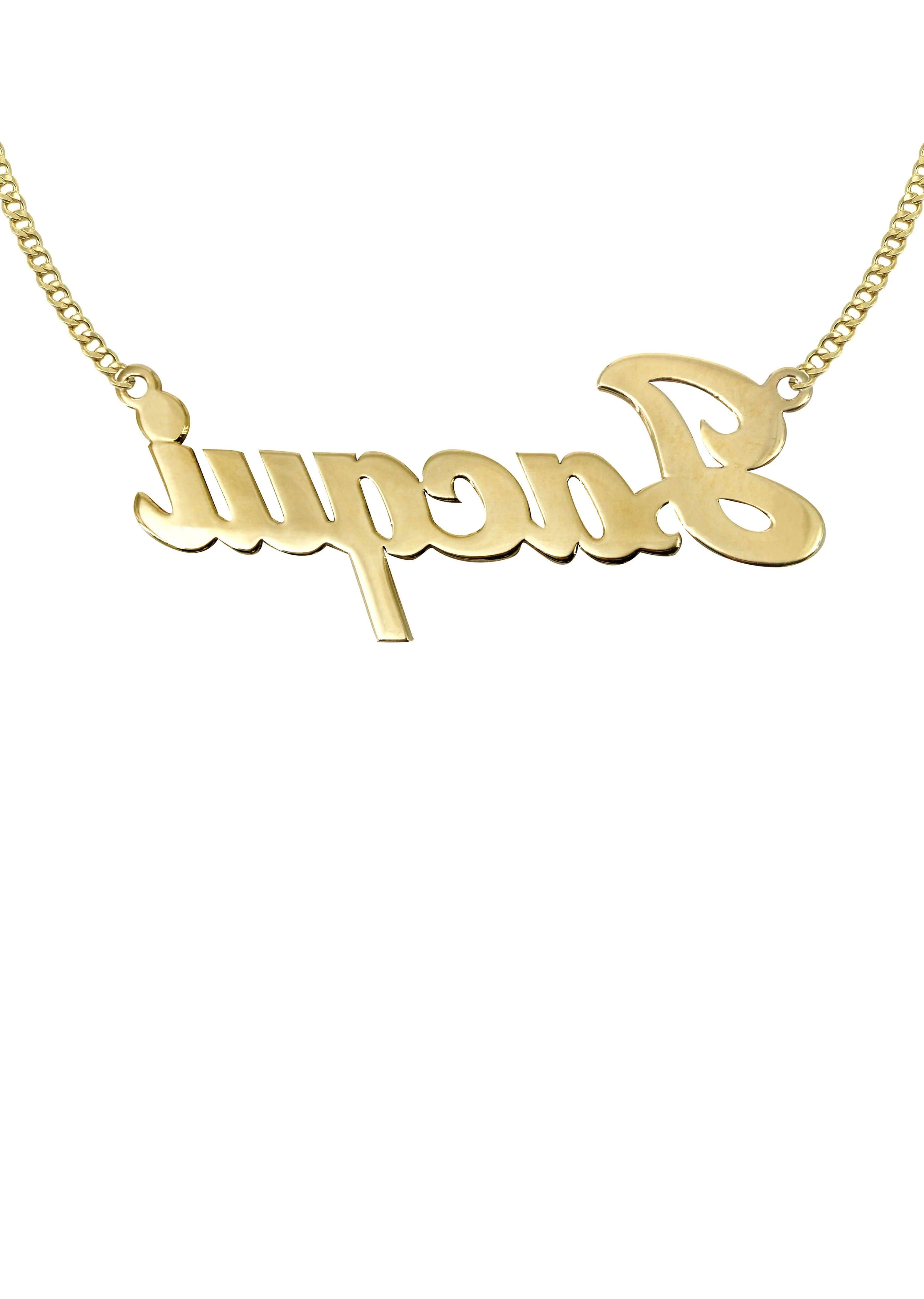 14K Gold Plain Gold Name Plate Necklace | Style #21 - Image 2