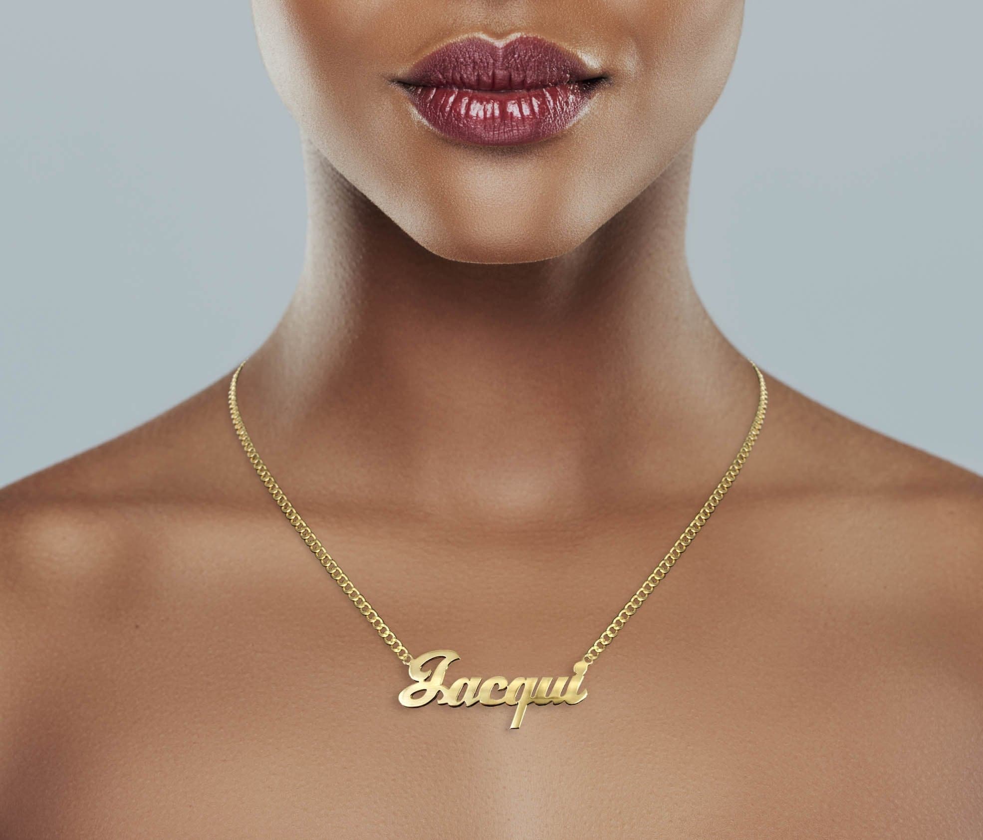 14K Gold Plain Gold Name Plate Necklace | Style #21 - Image 4