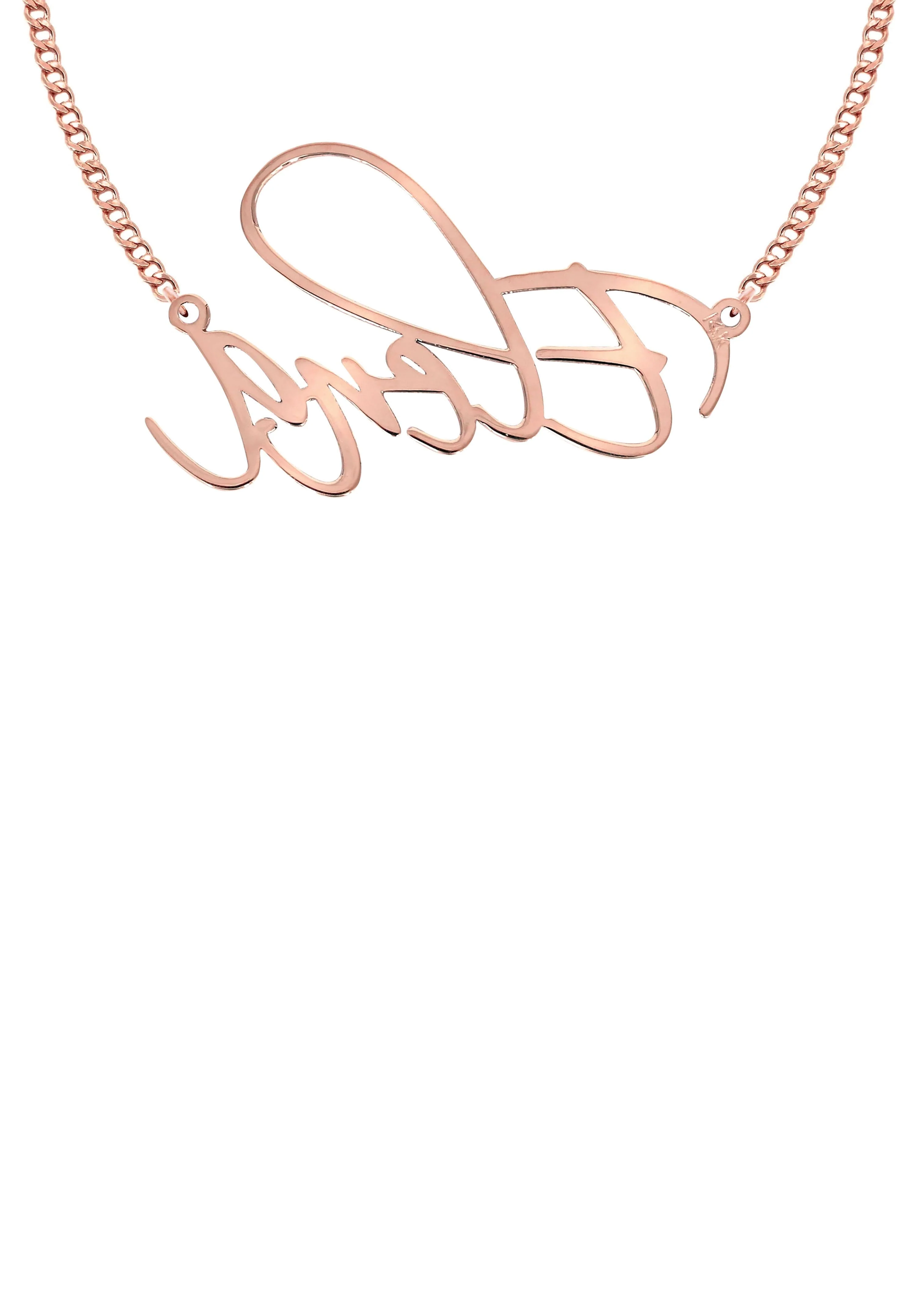 14K Gold Plain Rose Gold Name Plate Necklace | Style #45 - Image 2