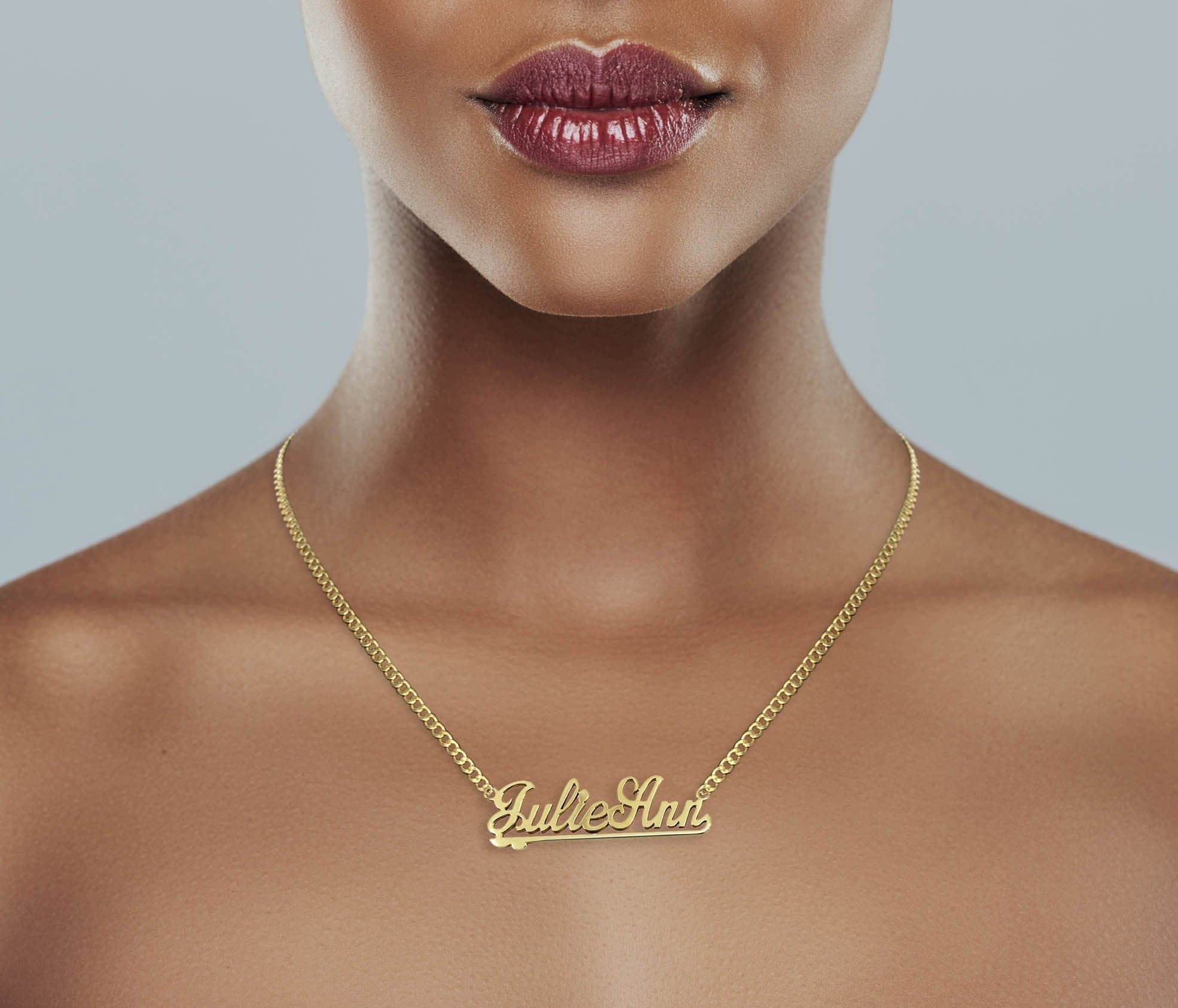 14K Gold Two Name Name Plate Necklace | Style #97 - Image 4