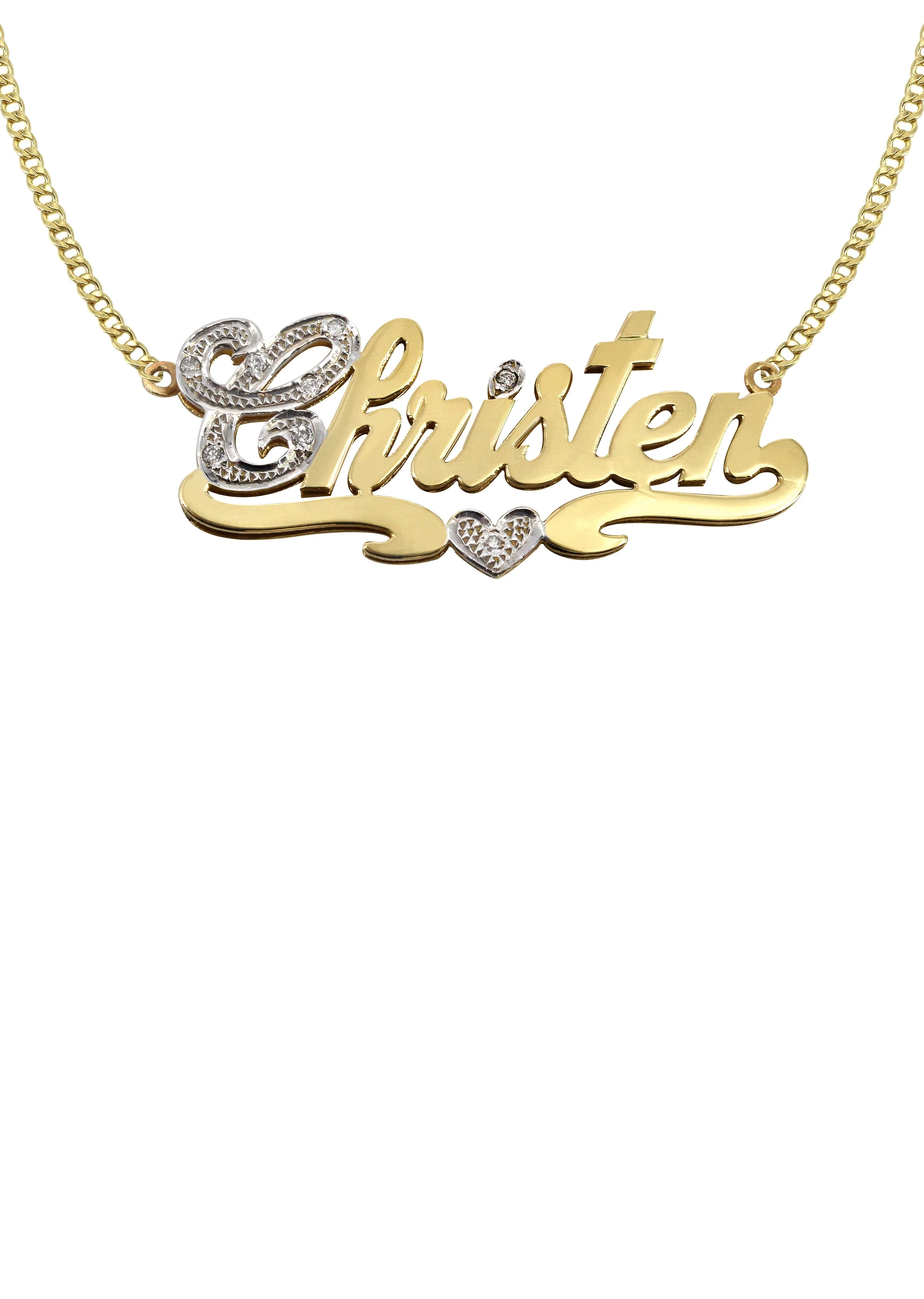 14K Gold Two Tone Name Plate Necklace | Style #29