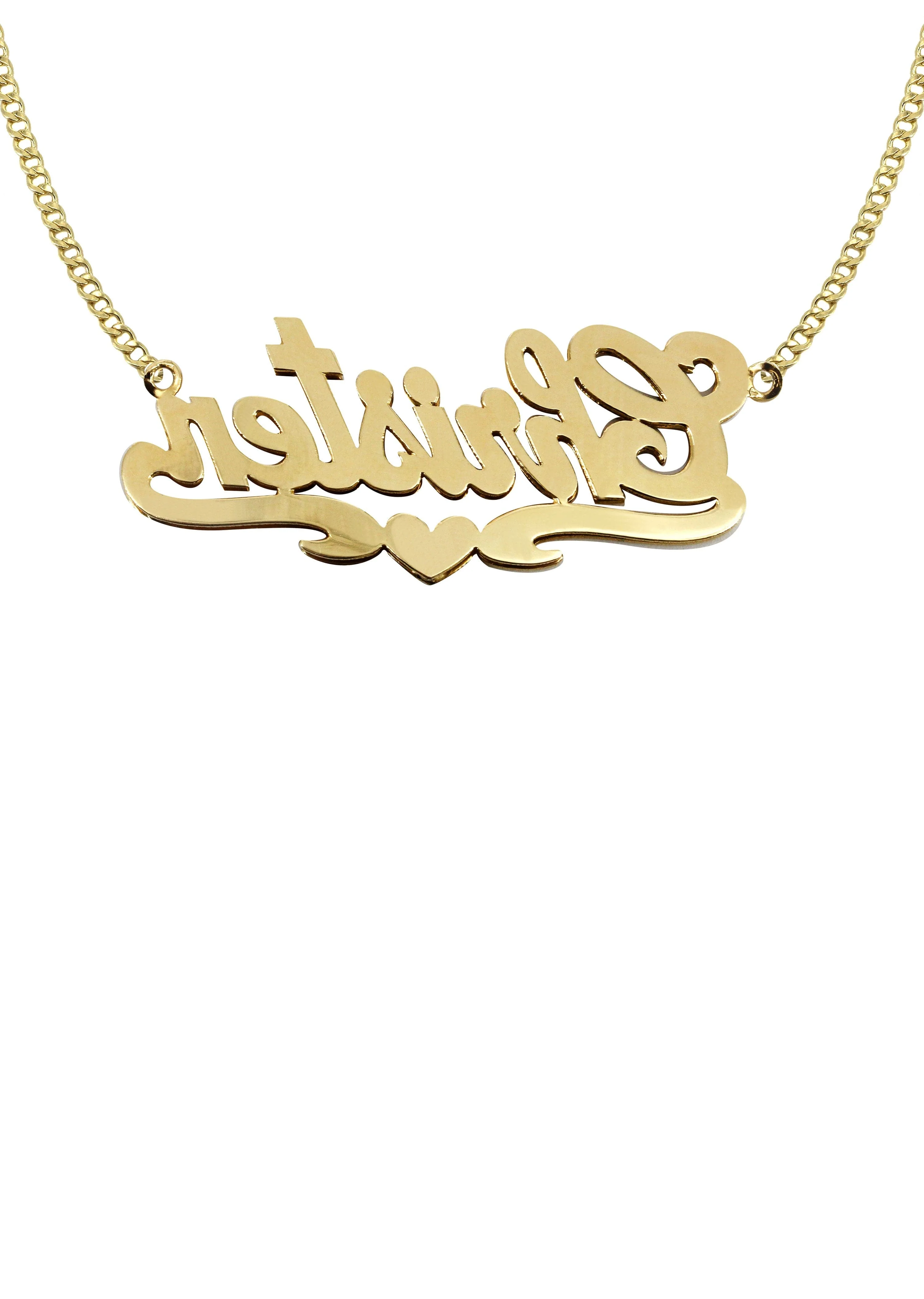 14K Gold Two Tone Name Plate Necklace | Style #29 - Image 2