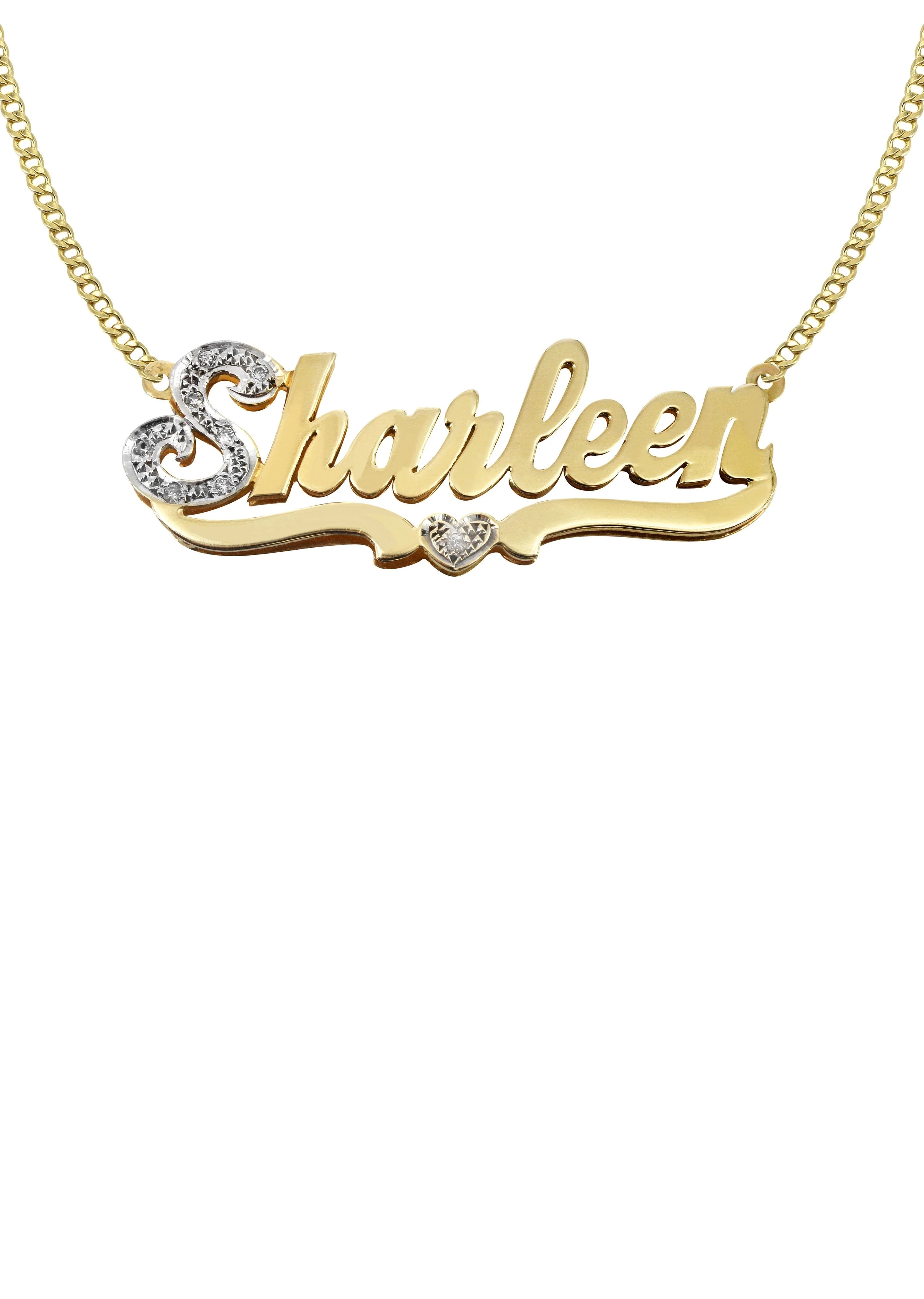 14K Gold Two Tone Name Plate Necklace | Style #64