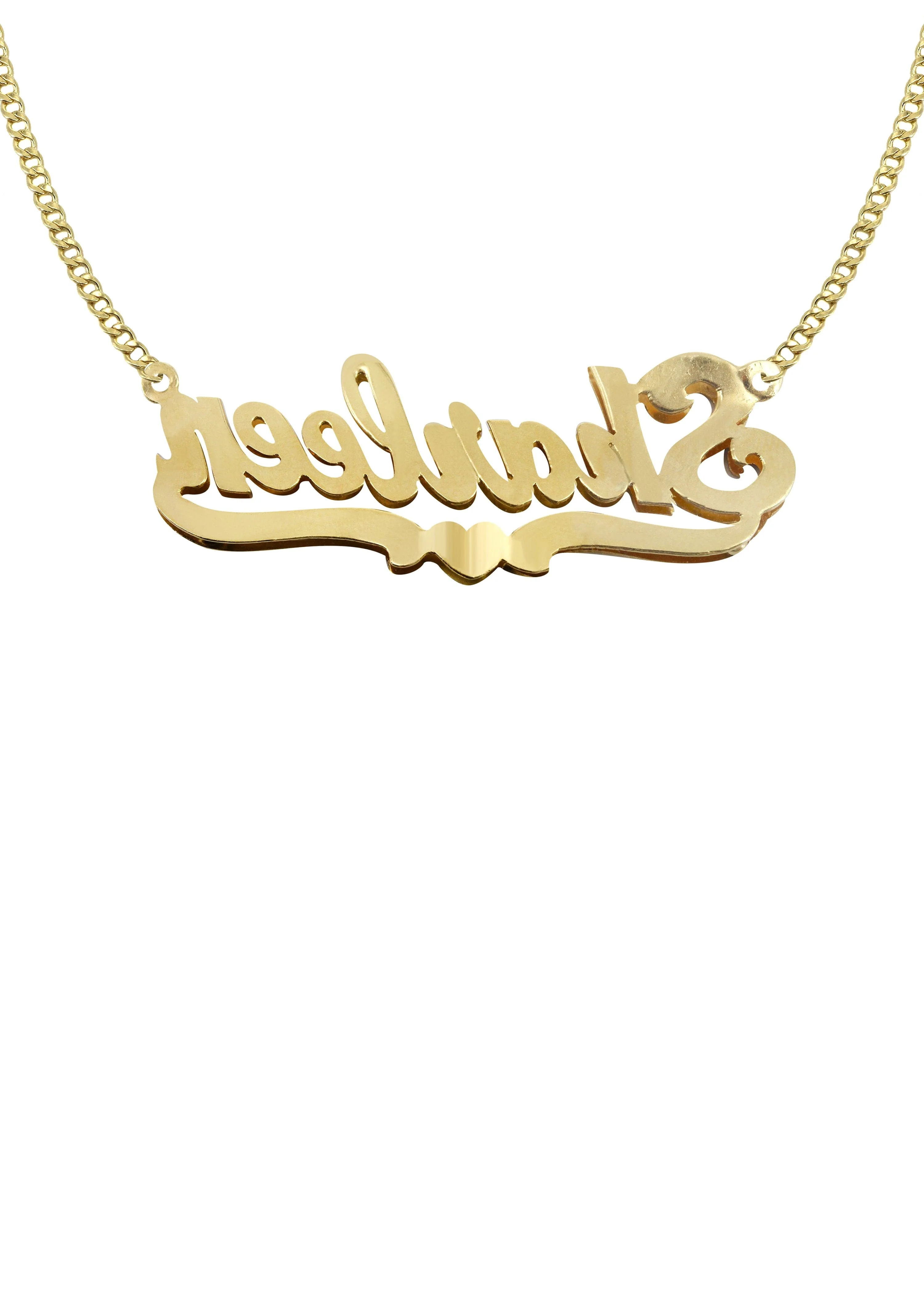 14K Gold Two Tone Name Plate Necklace | Style #64 - Image 2