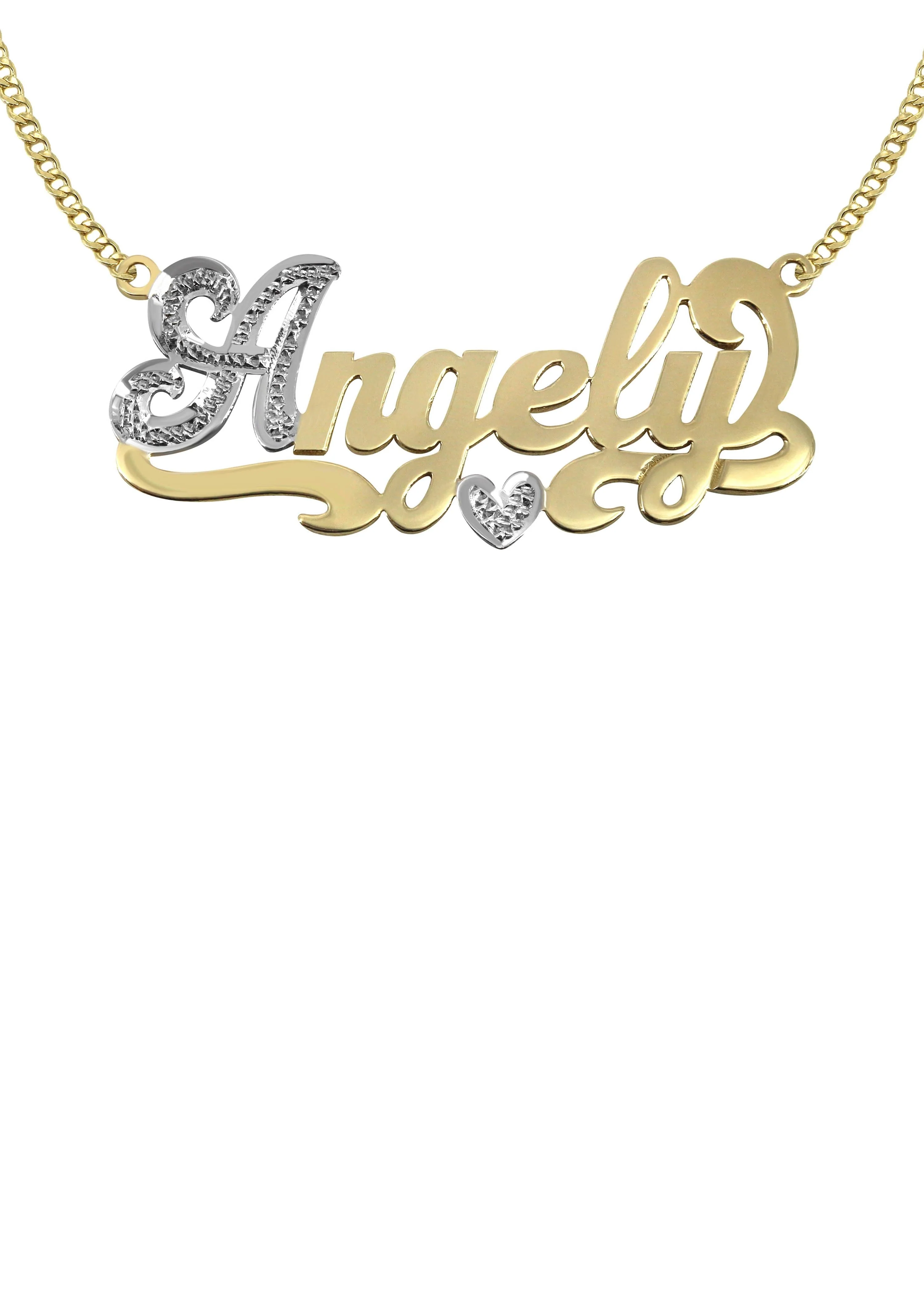 14K Gold Two Tone Name Plate Necklace | Style #7
