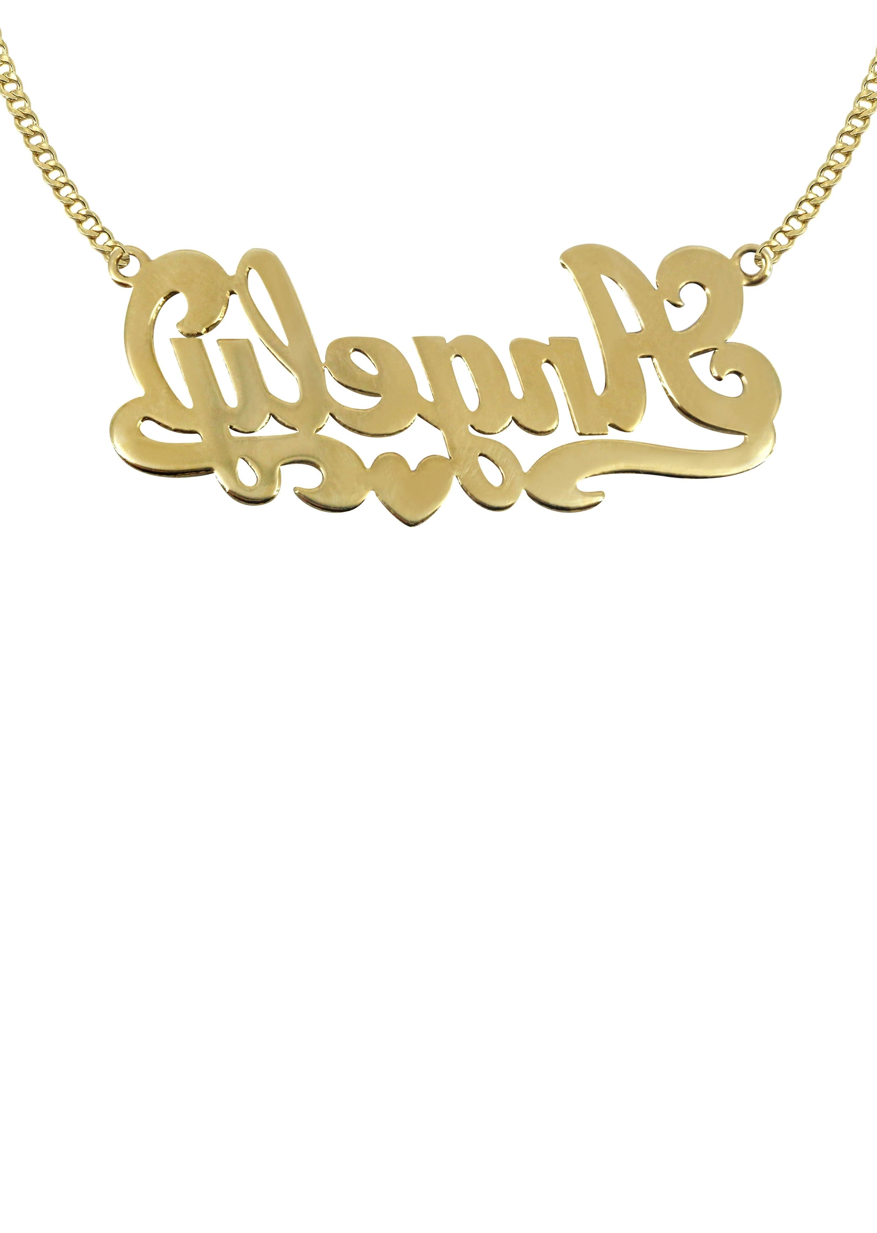 14K Gold Two Tone Name Plate Necklace | Style #7 - Image 2