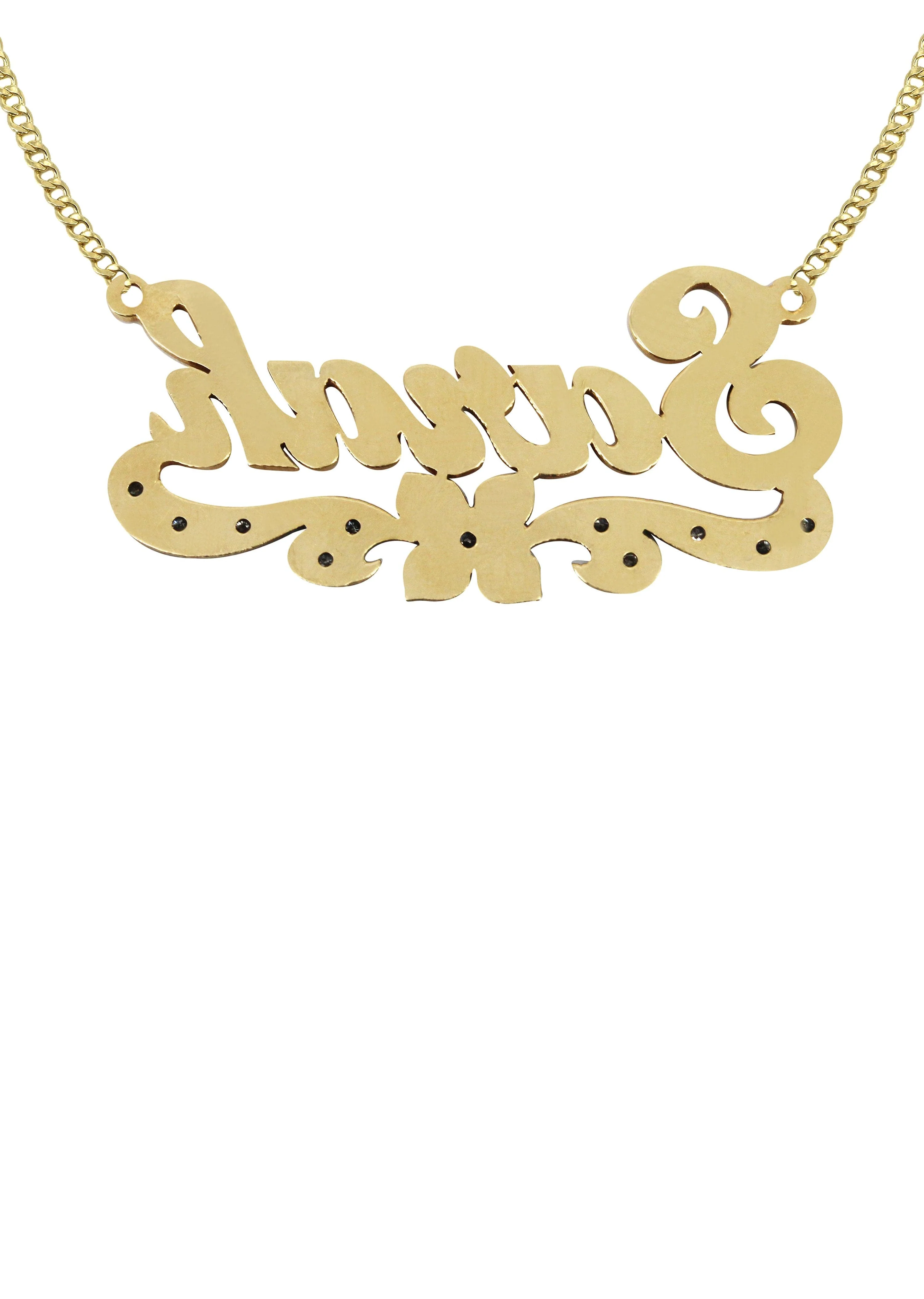 14K Gold Two Tone Name Plate Necklace | Style #77 - Image 2