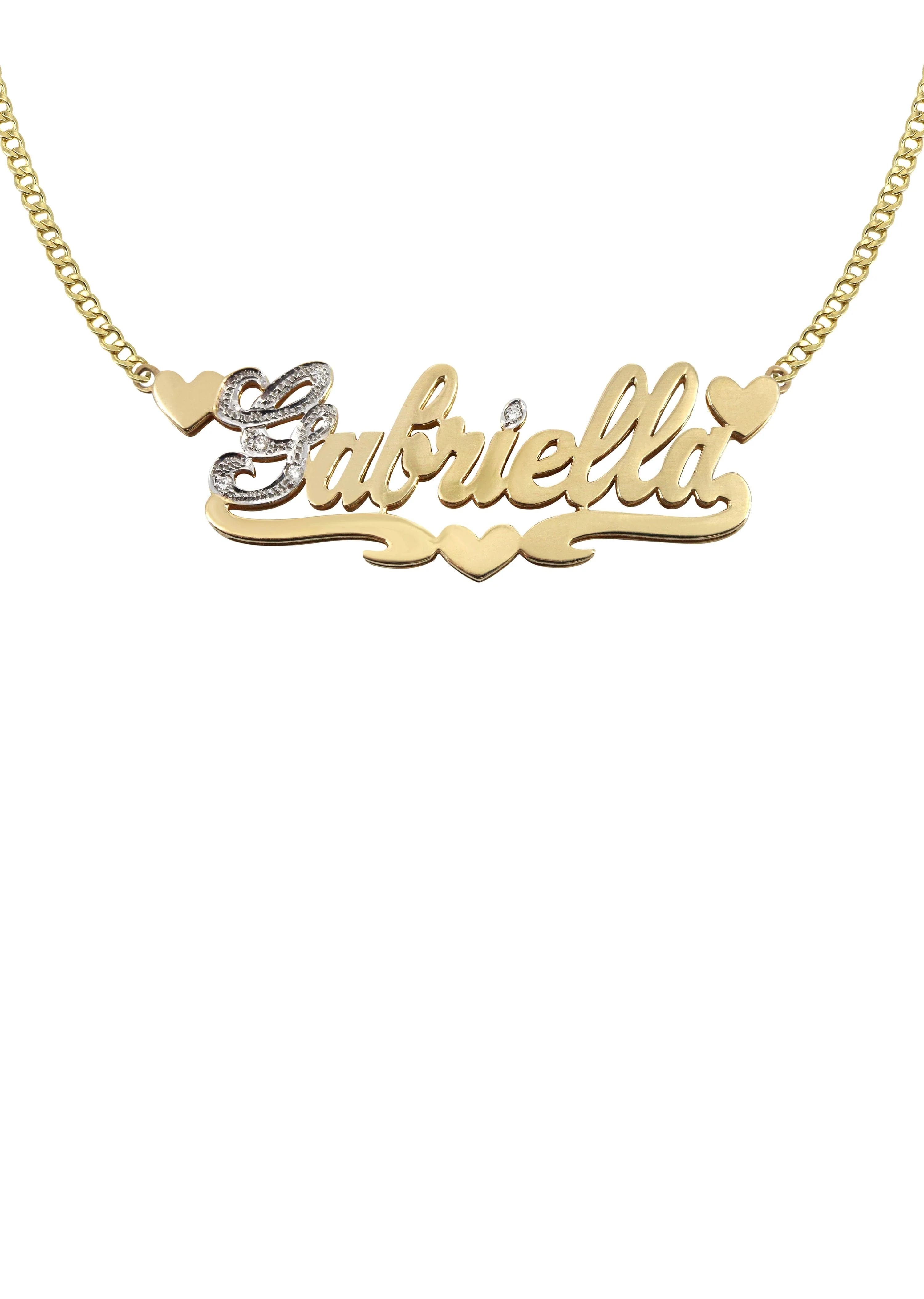 14K Gold Two Tone Name Plate Necklace | Style #17