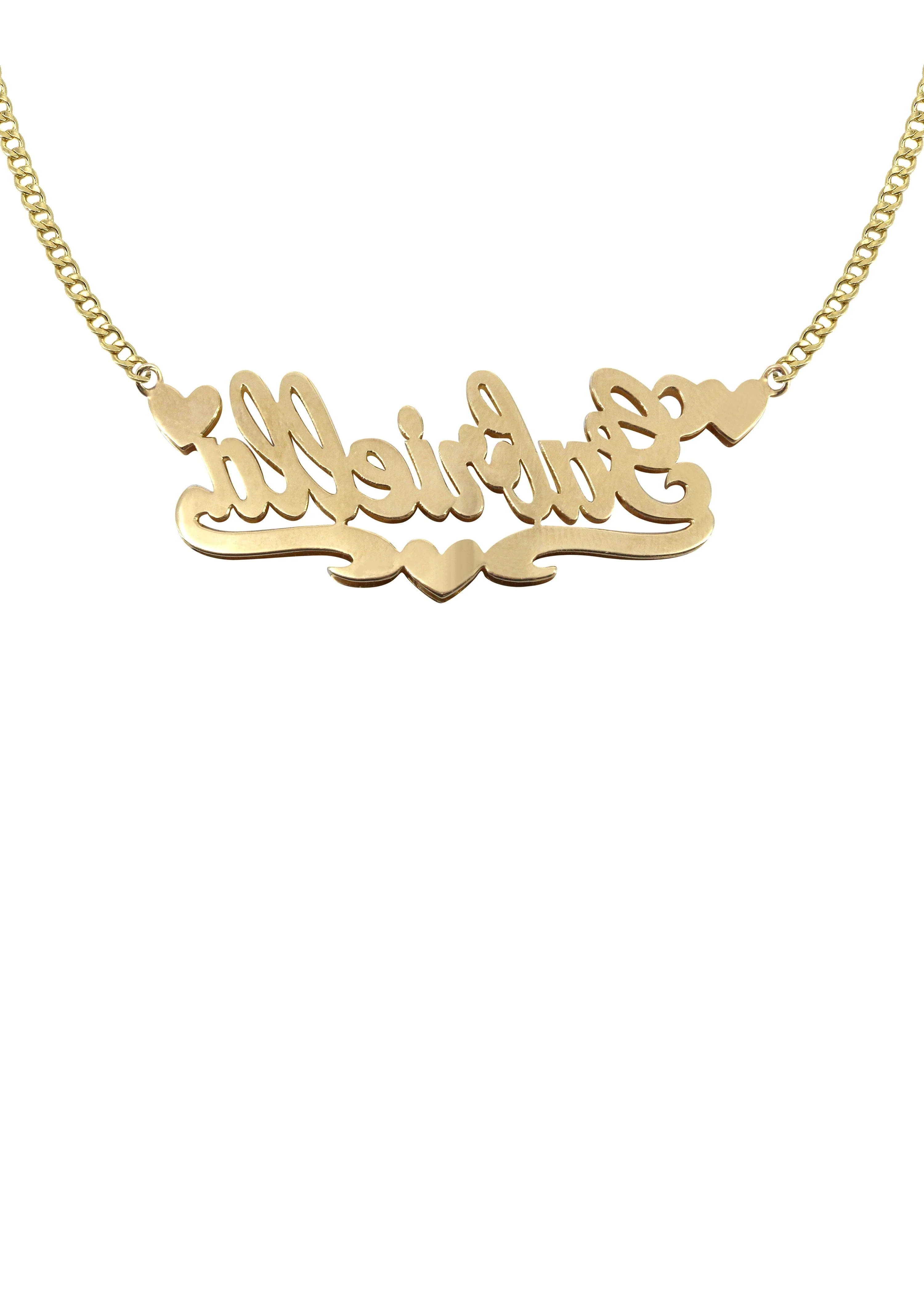 14K Gold Two Tone Name Plate Necklace | Style #17 - Image 2