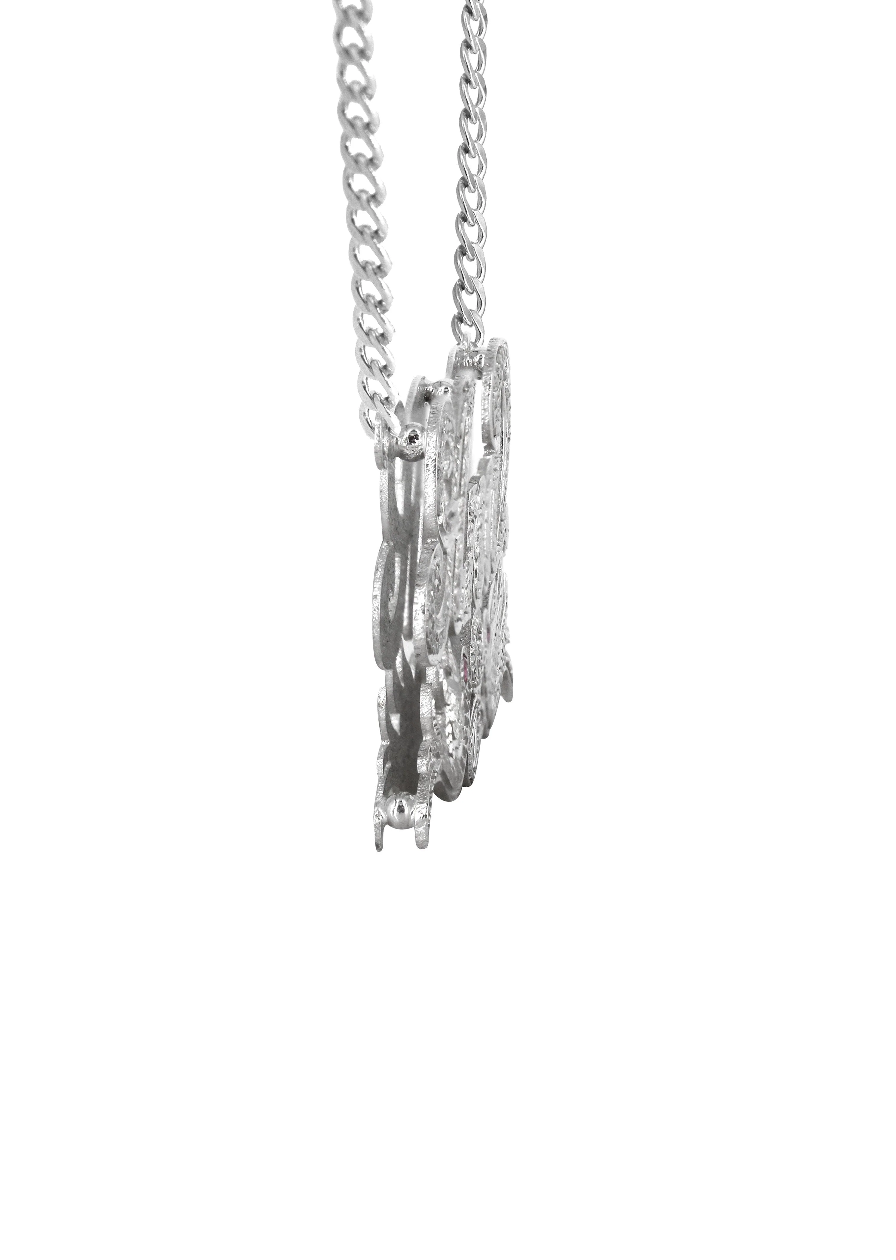 14K White Gold Diamond Cut Name Plate Necklace | Style #37 - Image 3
