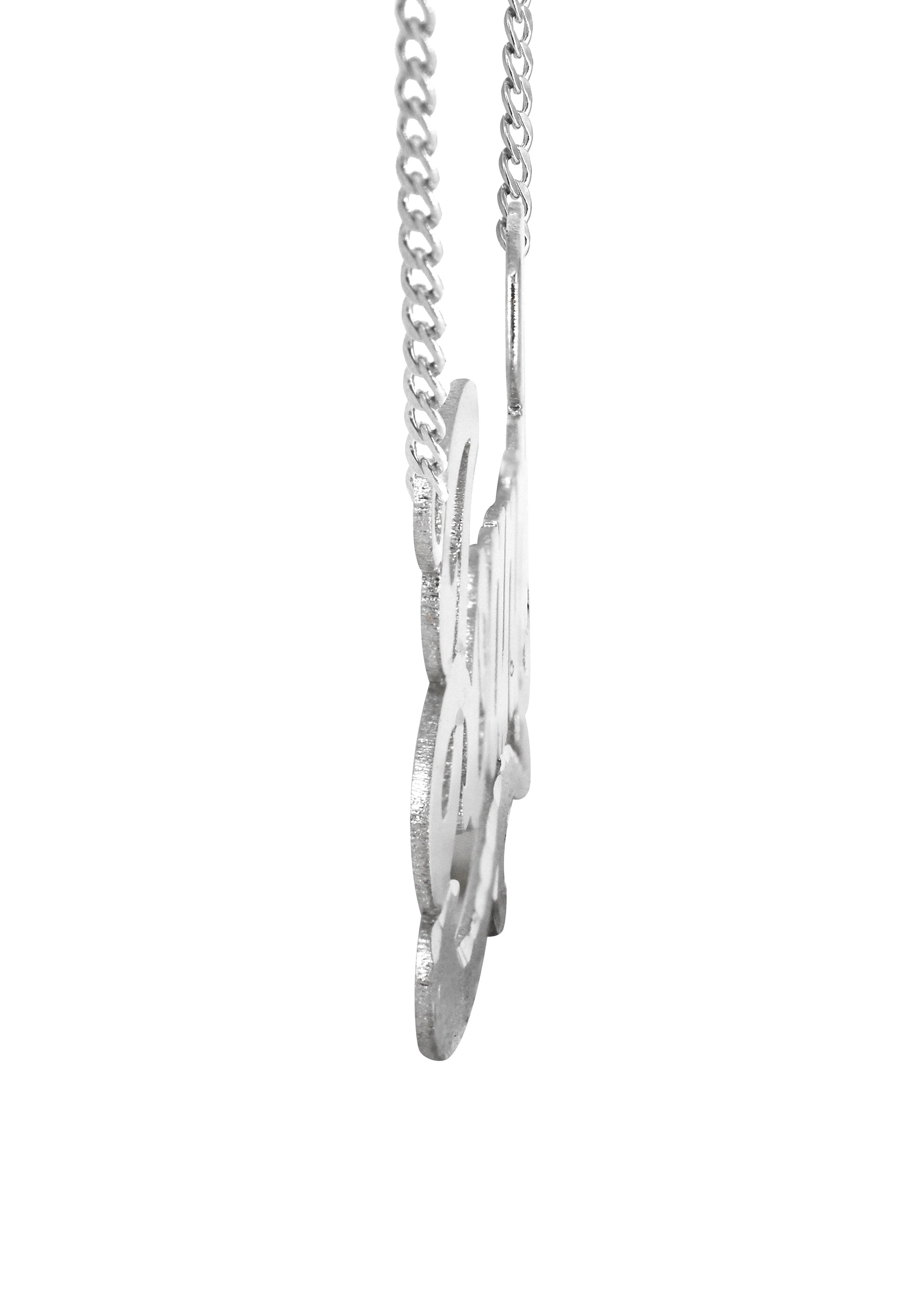 14K White Gold Diamond Cut Name Plate Necklace | Style #31 - Image 3