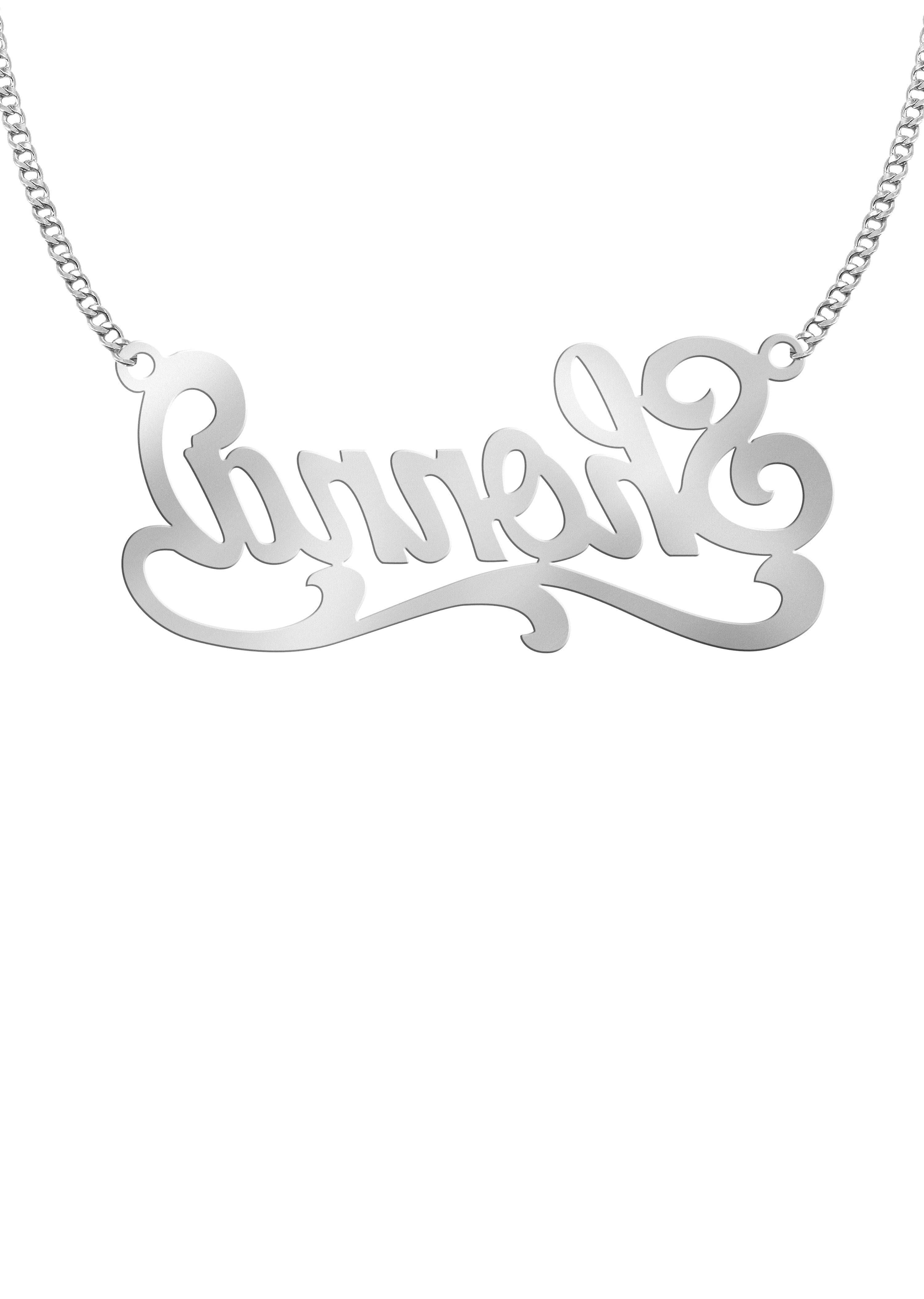 14K White Gold Name Plate Necklace | Style #123 - Image 2