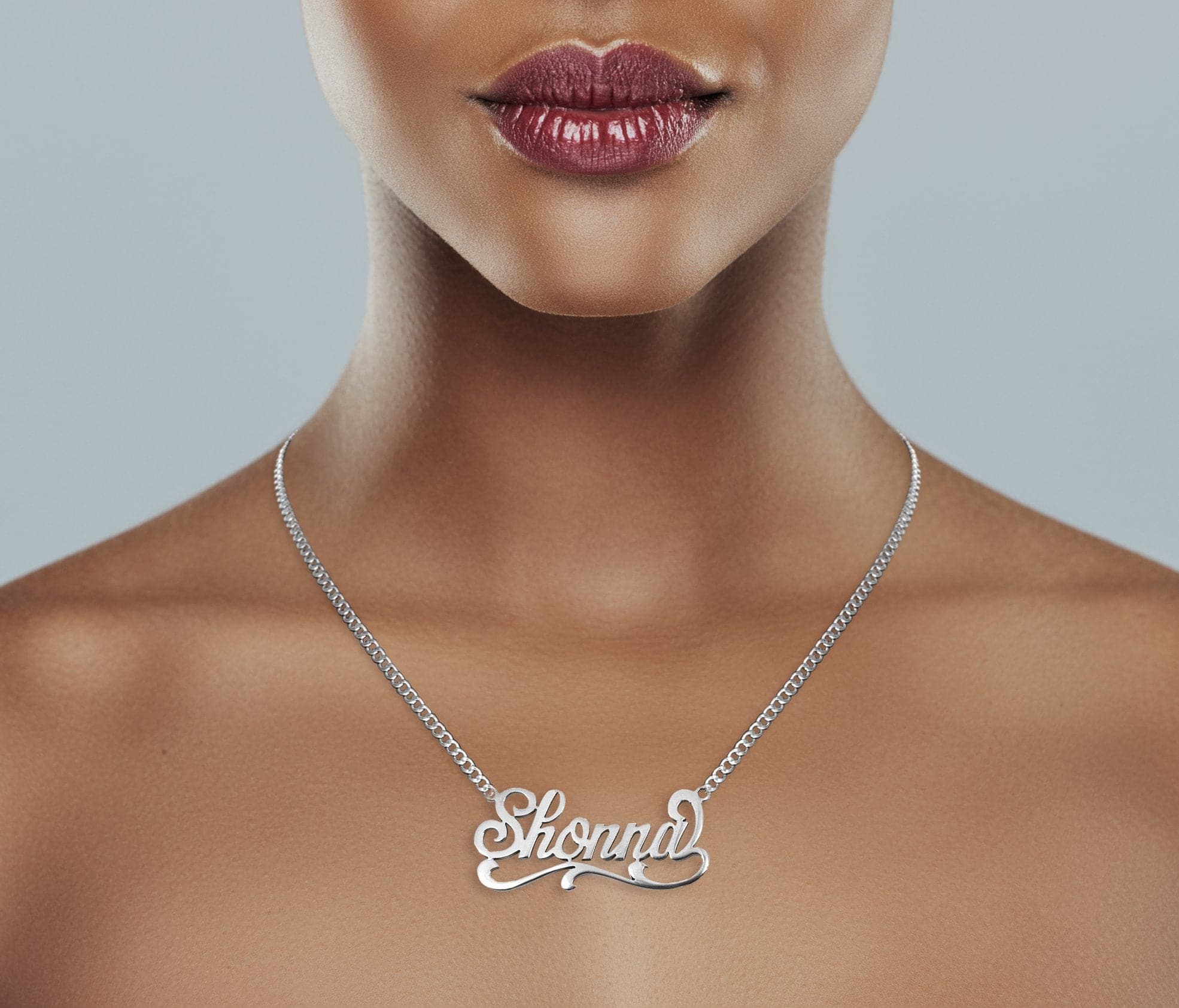 14K White Gold Name Plate Necklace | Style #123 - Image 4