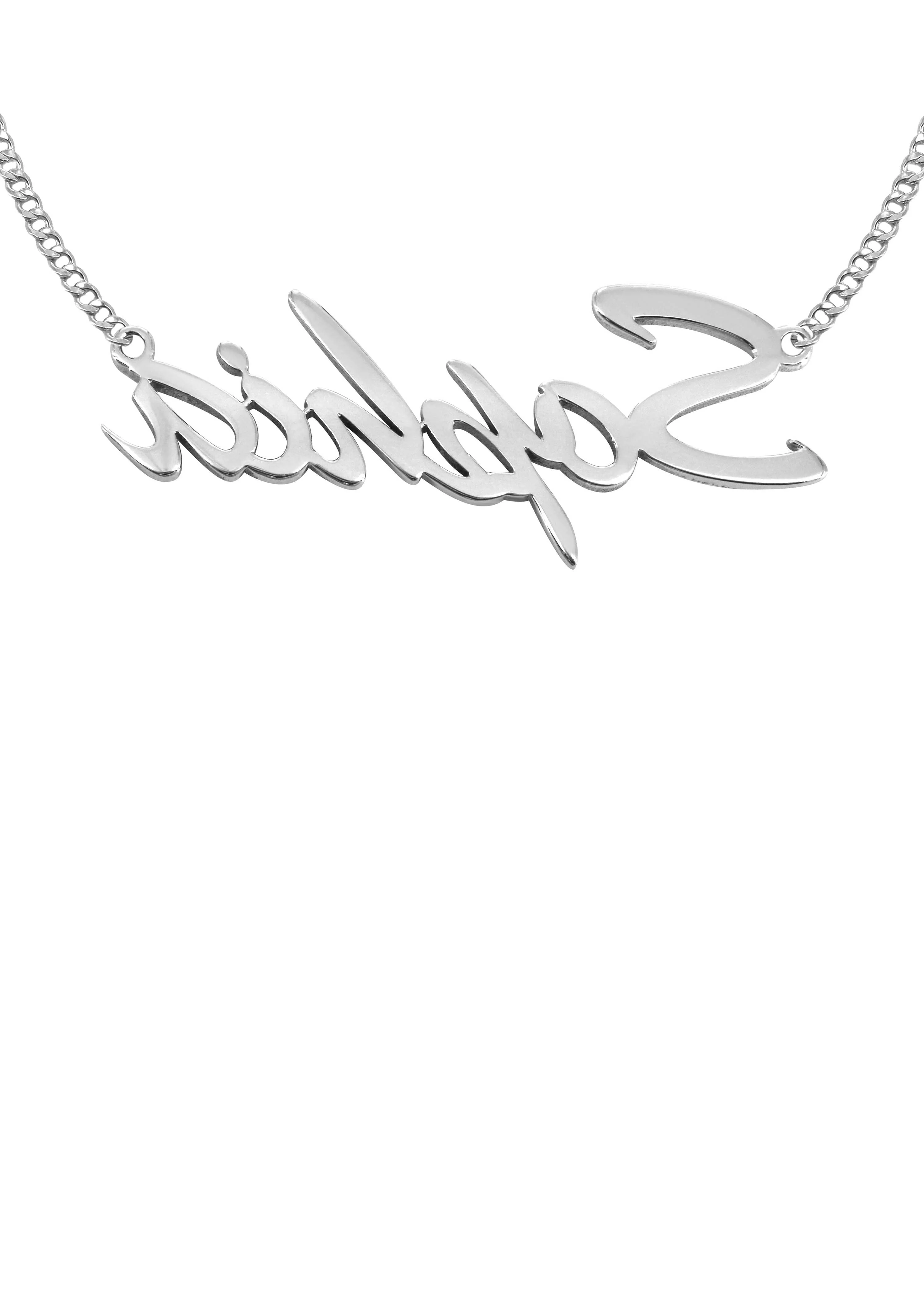 14K White Gold Name Plate Necklace | Style #96 - Image 2