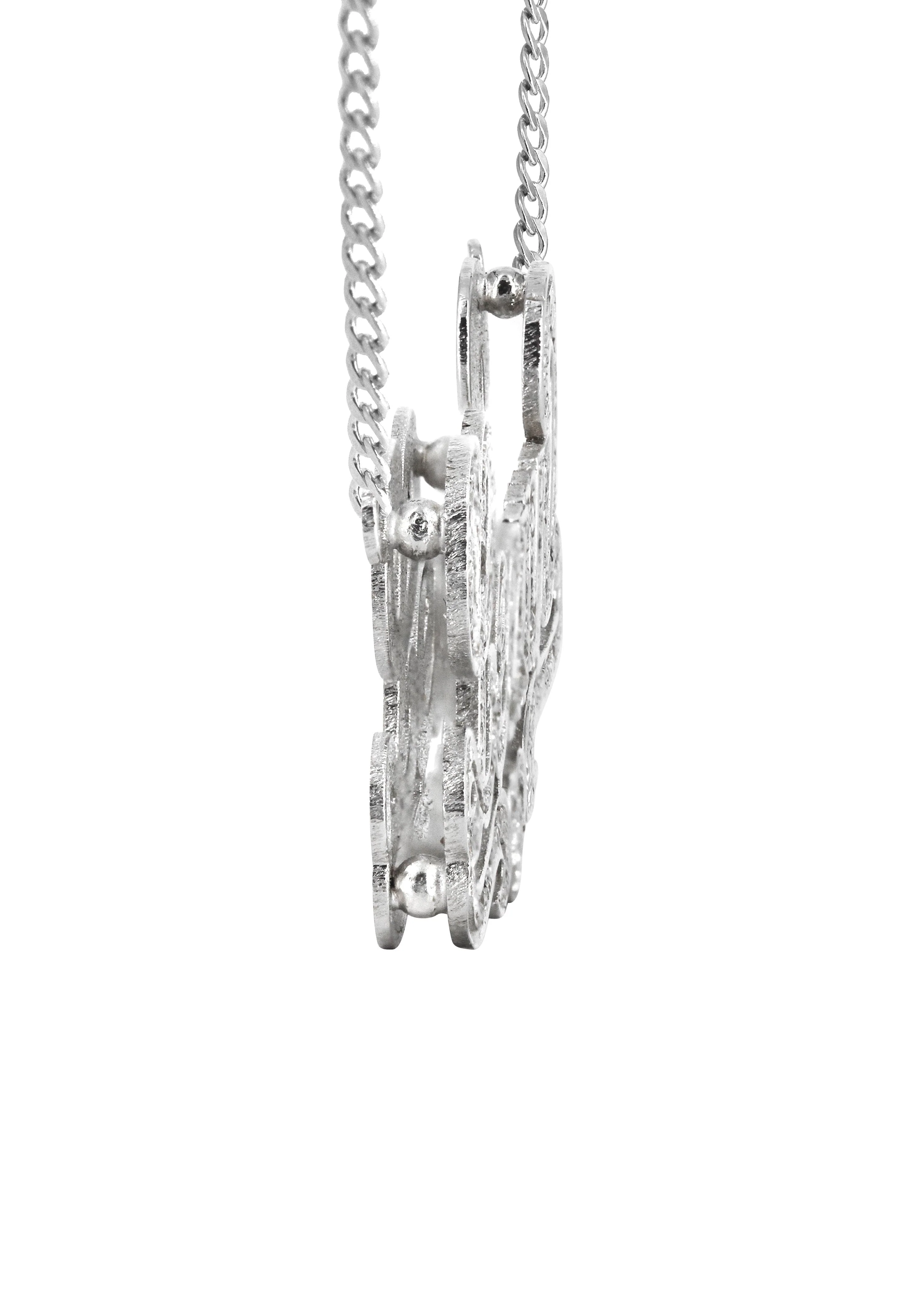 14K White Gold with Diamonds Name Plate Necklace | Style #9 - Image 3