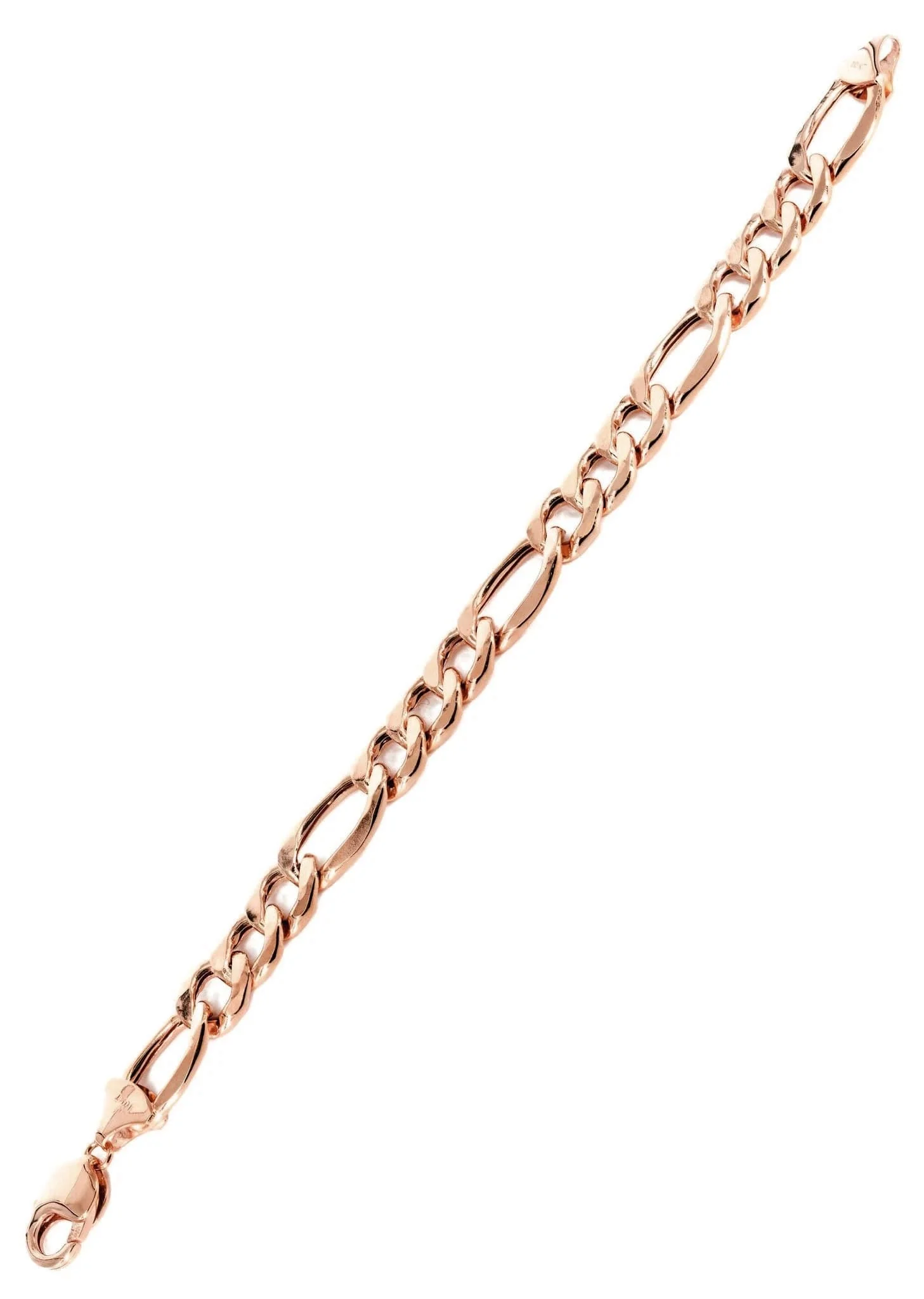 14K Rose Gold Bracelet Semi Solid  Figaro - Image 3