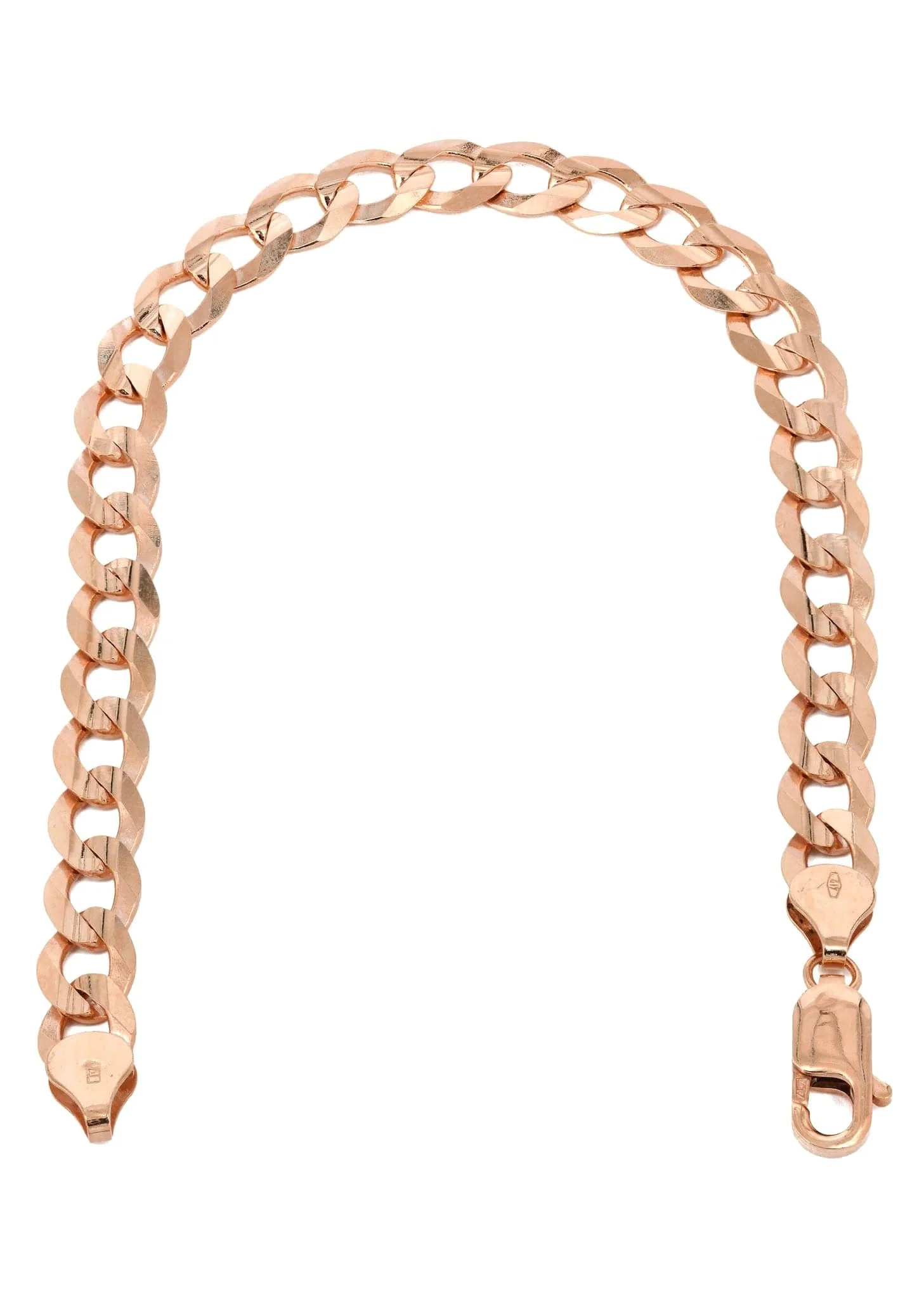 14K Rose Gold Bracelet Solid Cuban Curb Link - Image 2