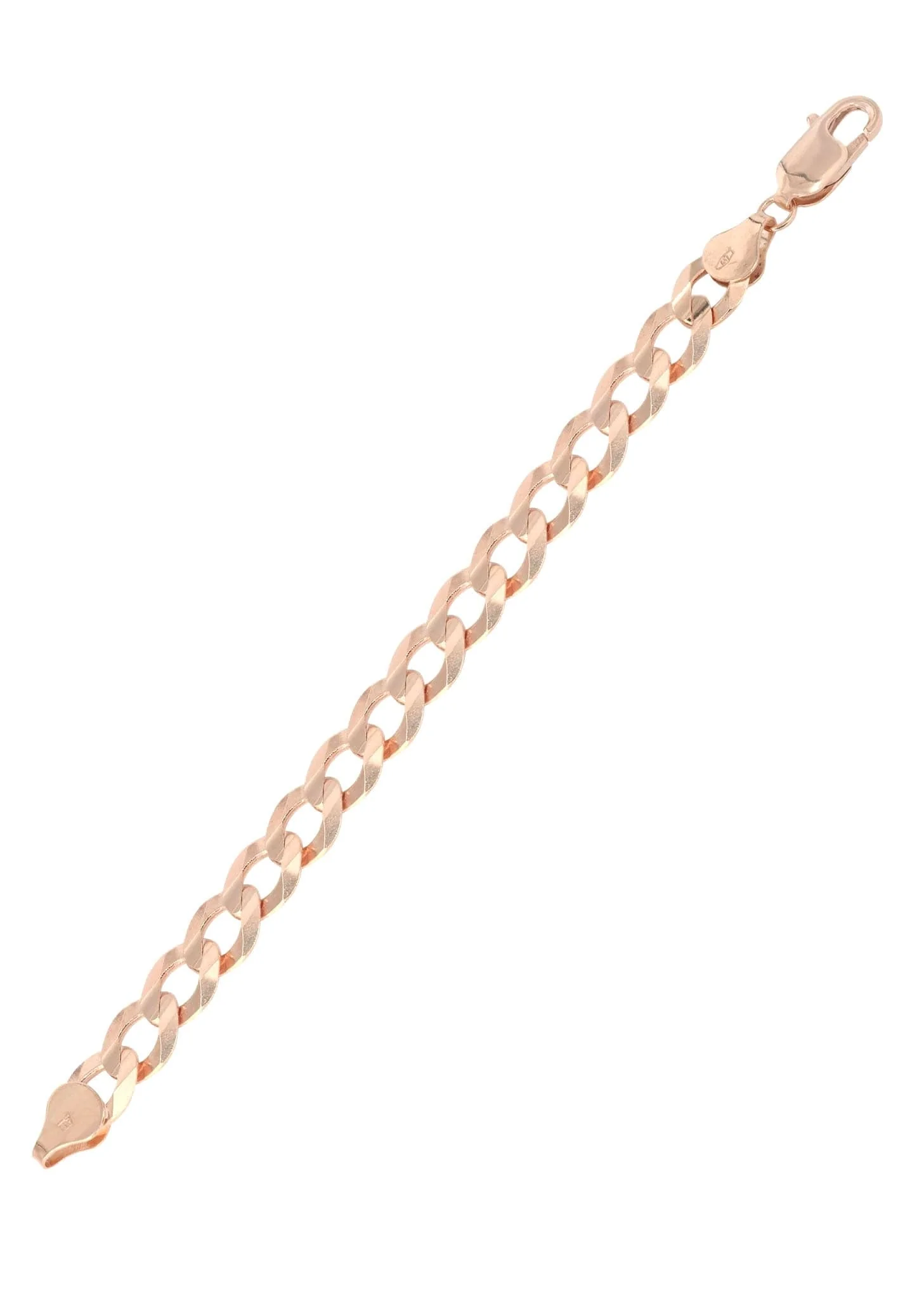 14K Rose Gold Bracelet Solid Cuban Curb Link - Image 3