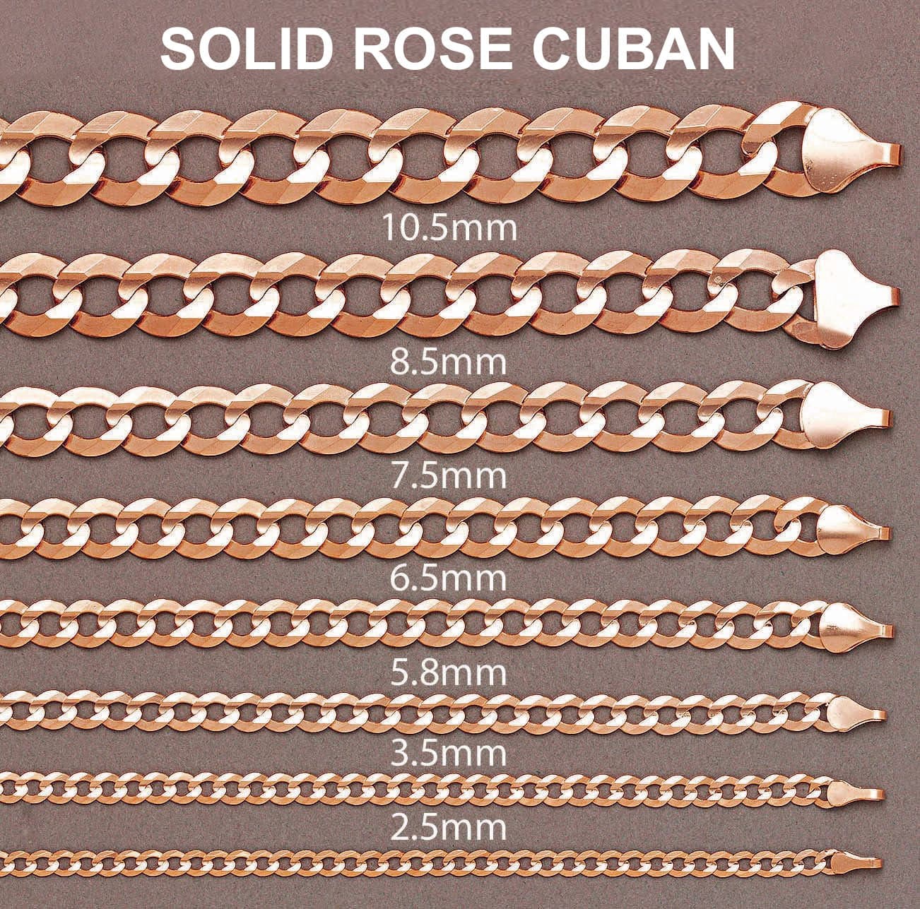 14K Rose Gold Bracelet Solid Cuban Curb Link - Image 4