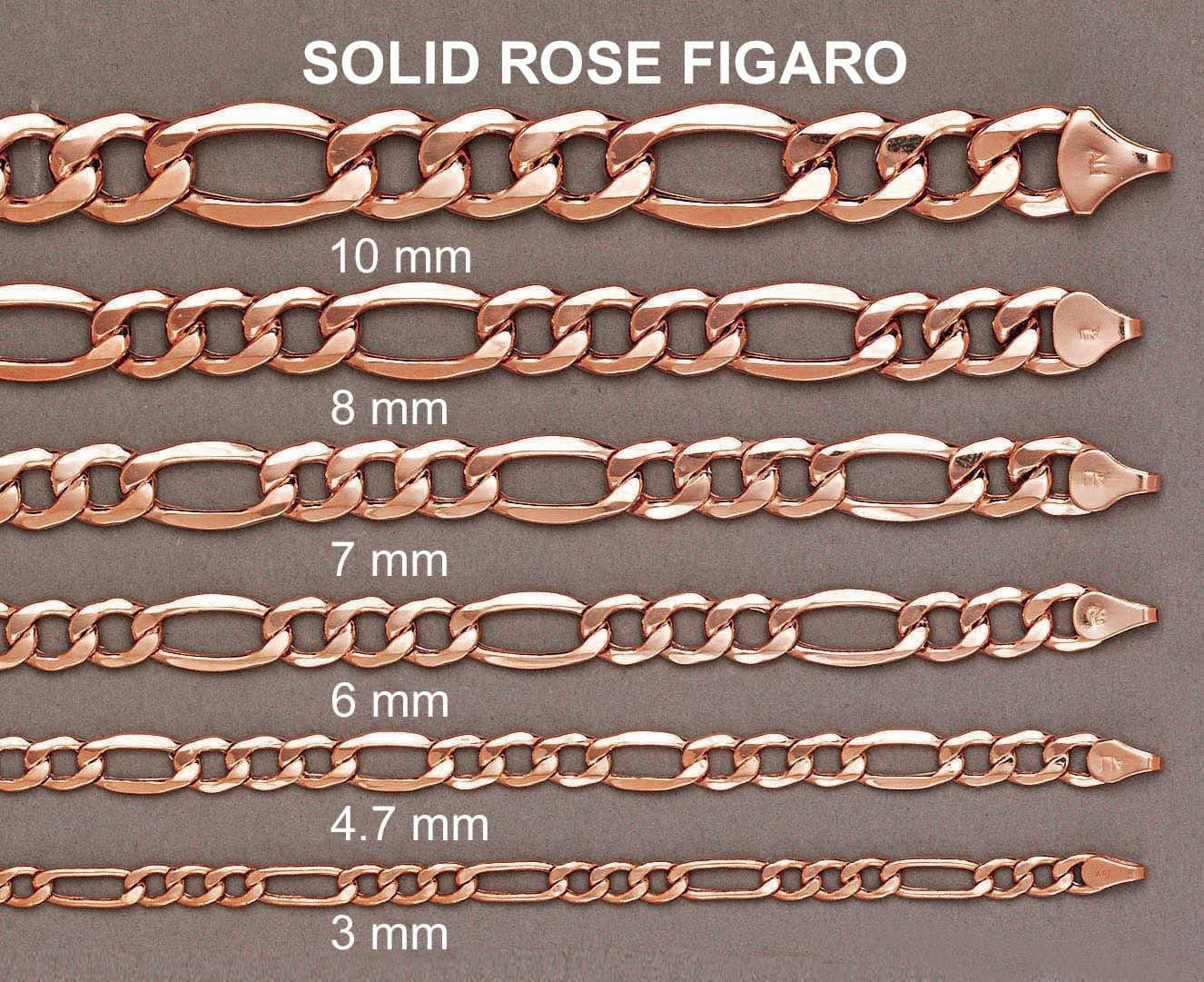 14K Rose Gold Bracelet Solid Figaro - Image 4