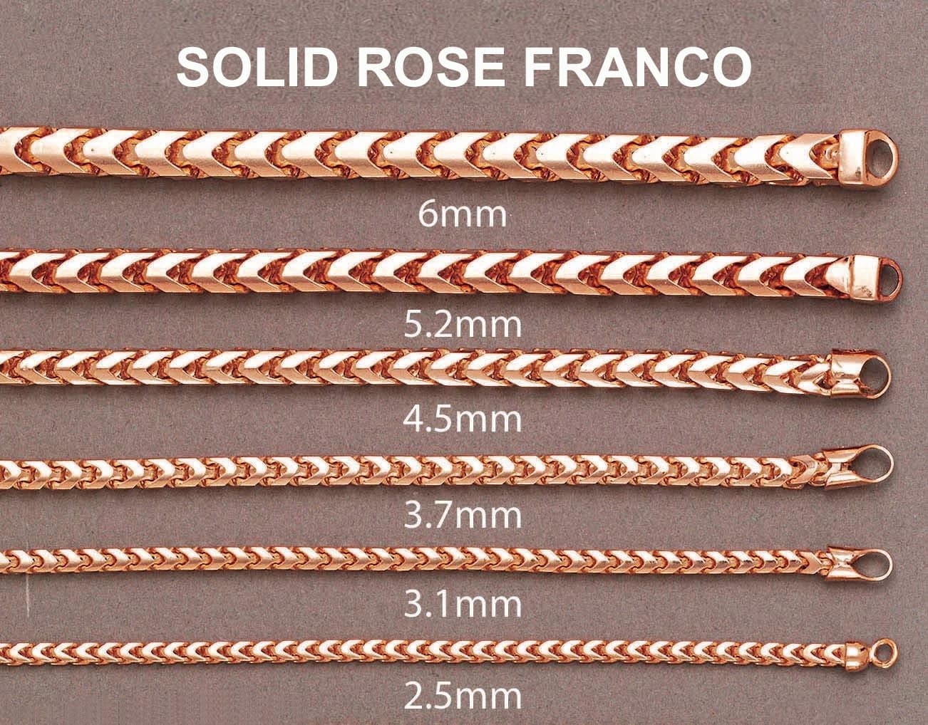 14K Rose Gold Bracelet Solid Franco - Image 4