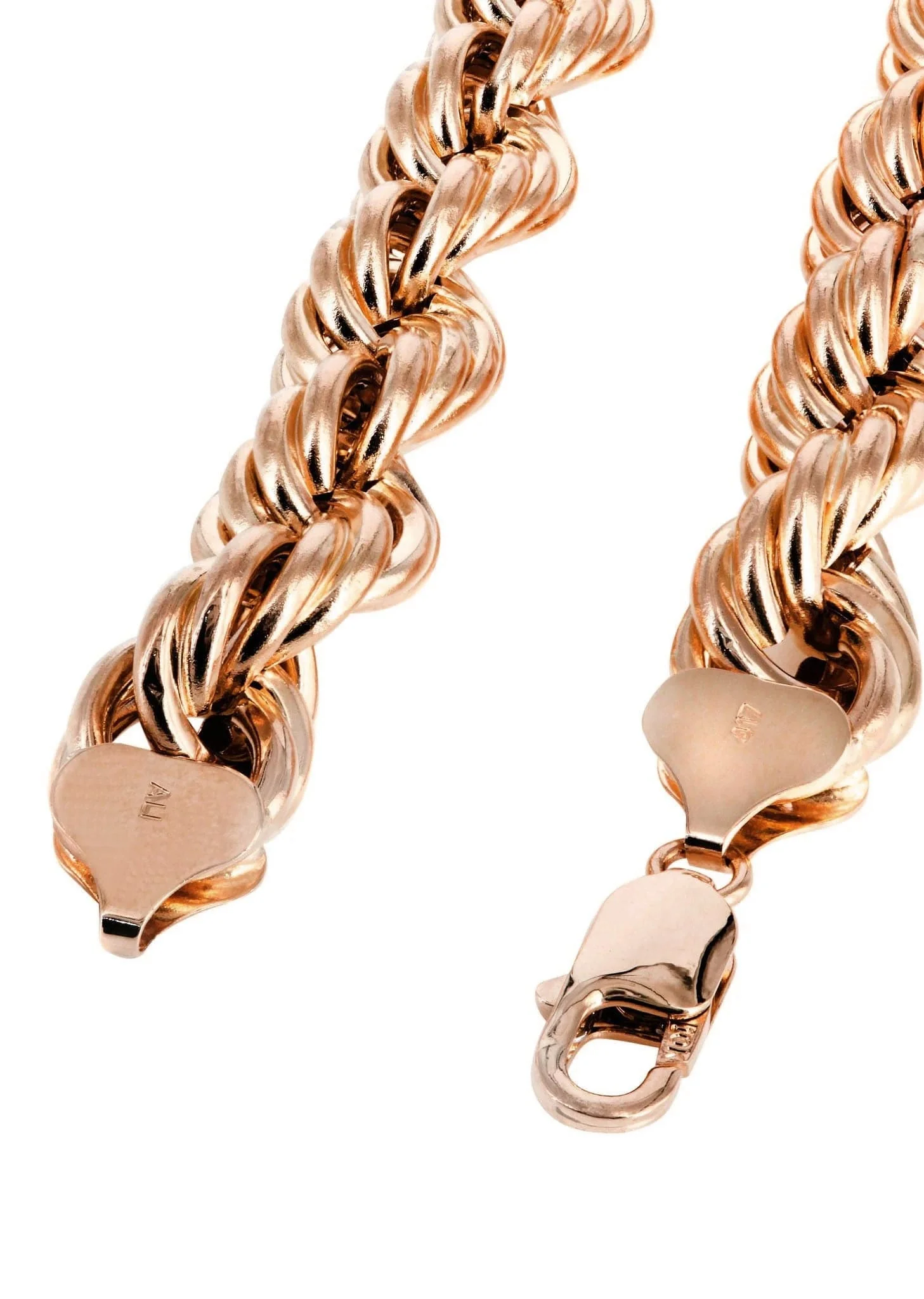 Semi Solid Mens Rope Chain - 14K Rose Gold Chain - Image 4