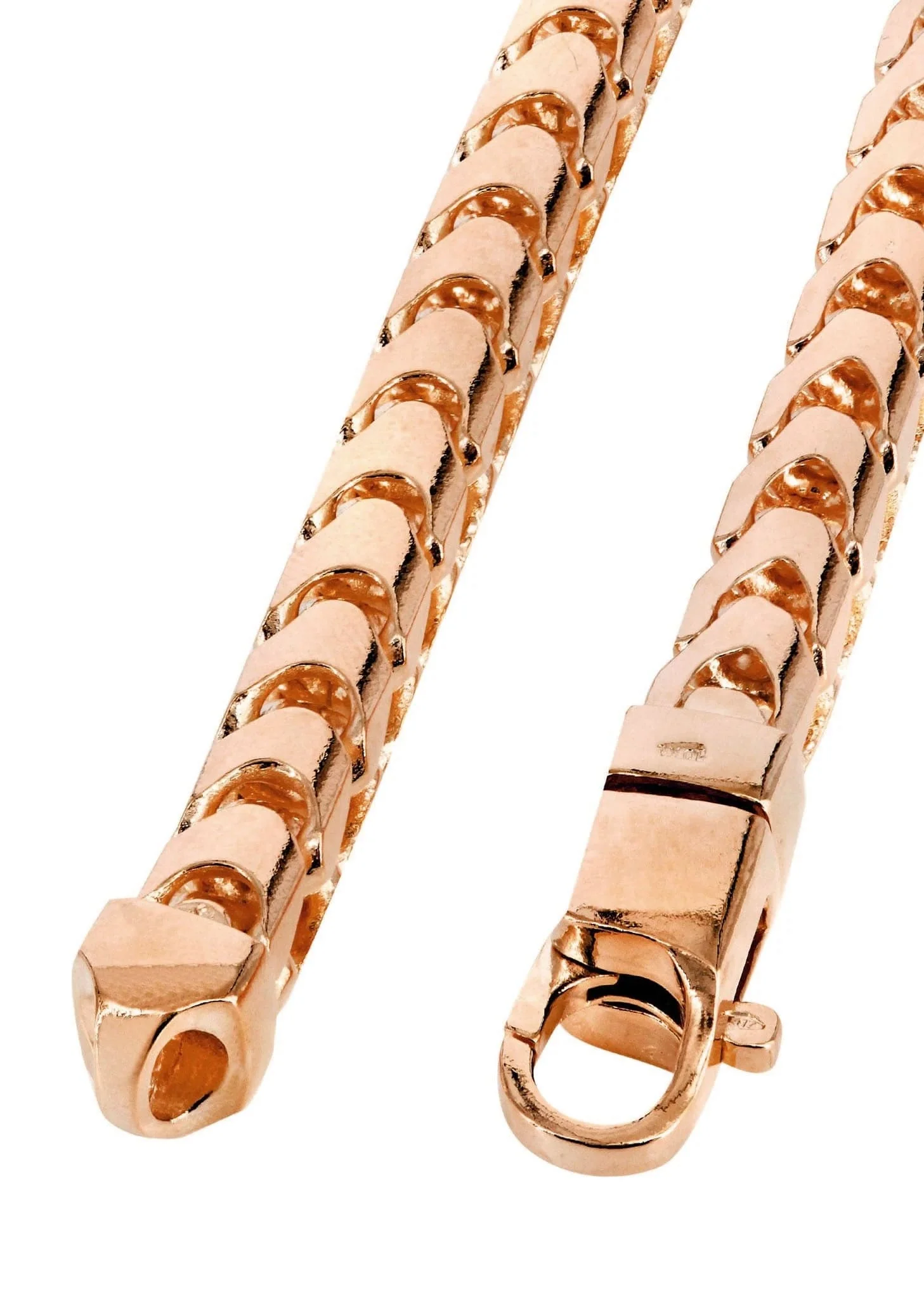 Mens Solid Franco Chain - 14K Rose Gold Chain - Image 4