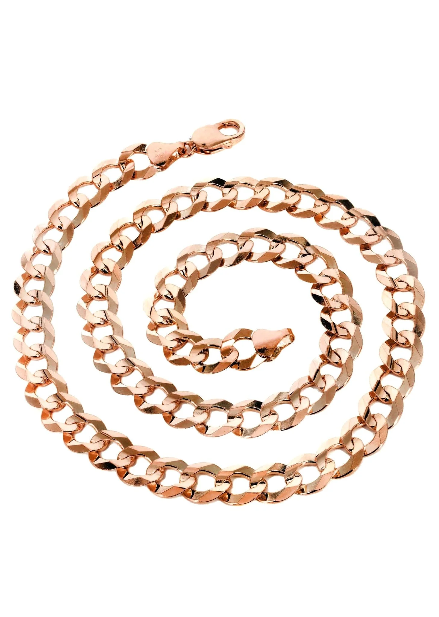 Solid Cuban Curb Link Chain - 14K Rose Gold - Image 2