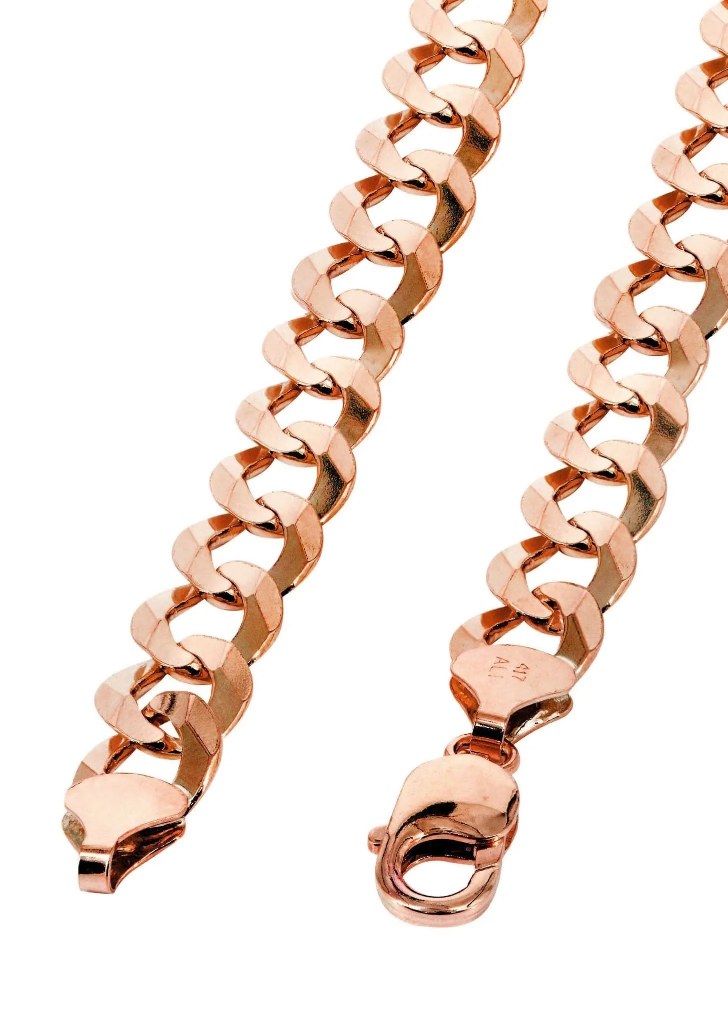 Solid Cuban Curb Link Chain - 14K Rose Gold - Image 4