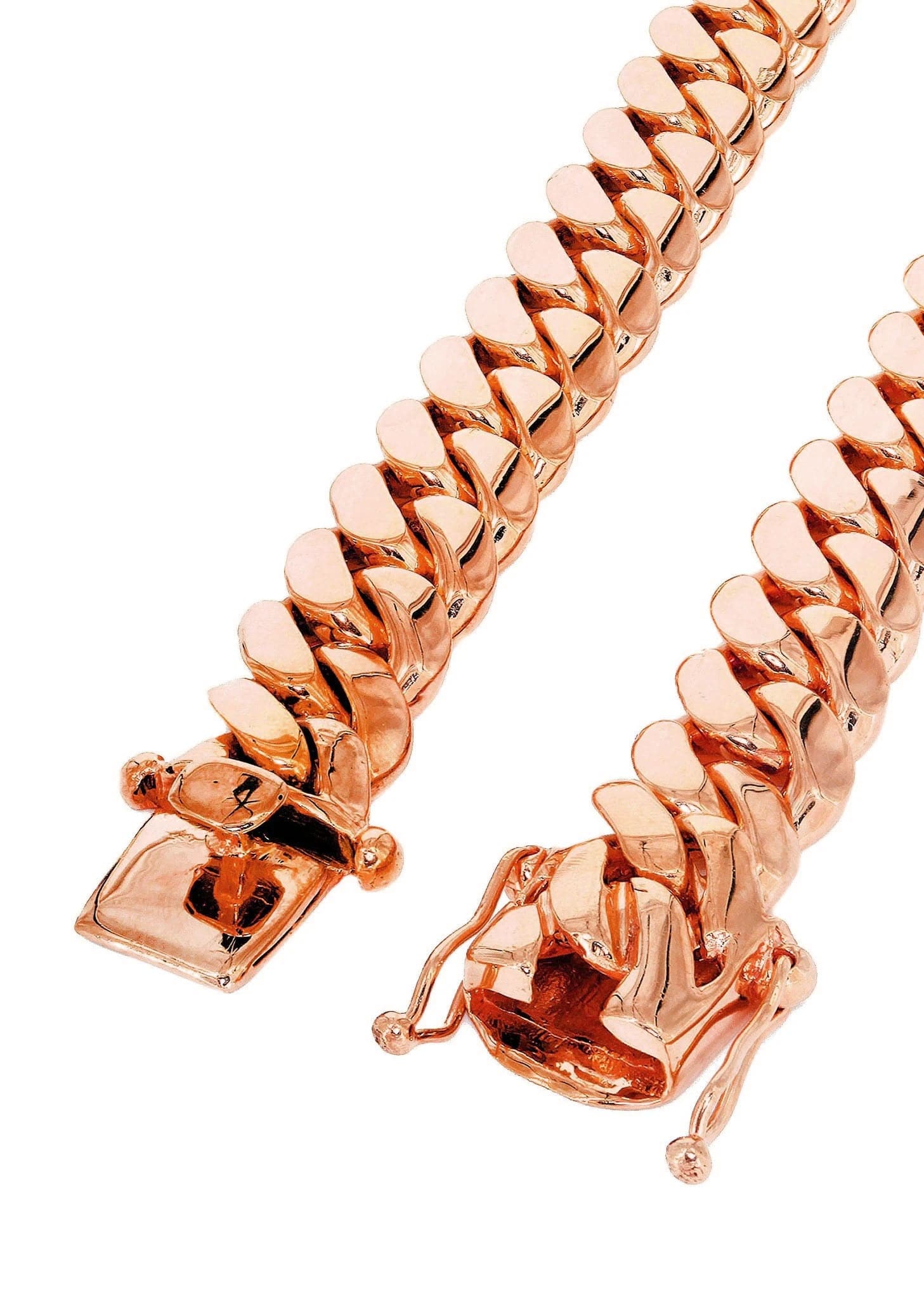 Solid Miami Cuban Link Chain 14K Rose Gold - Image 4