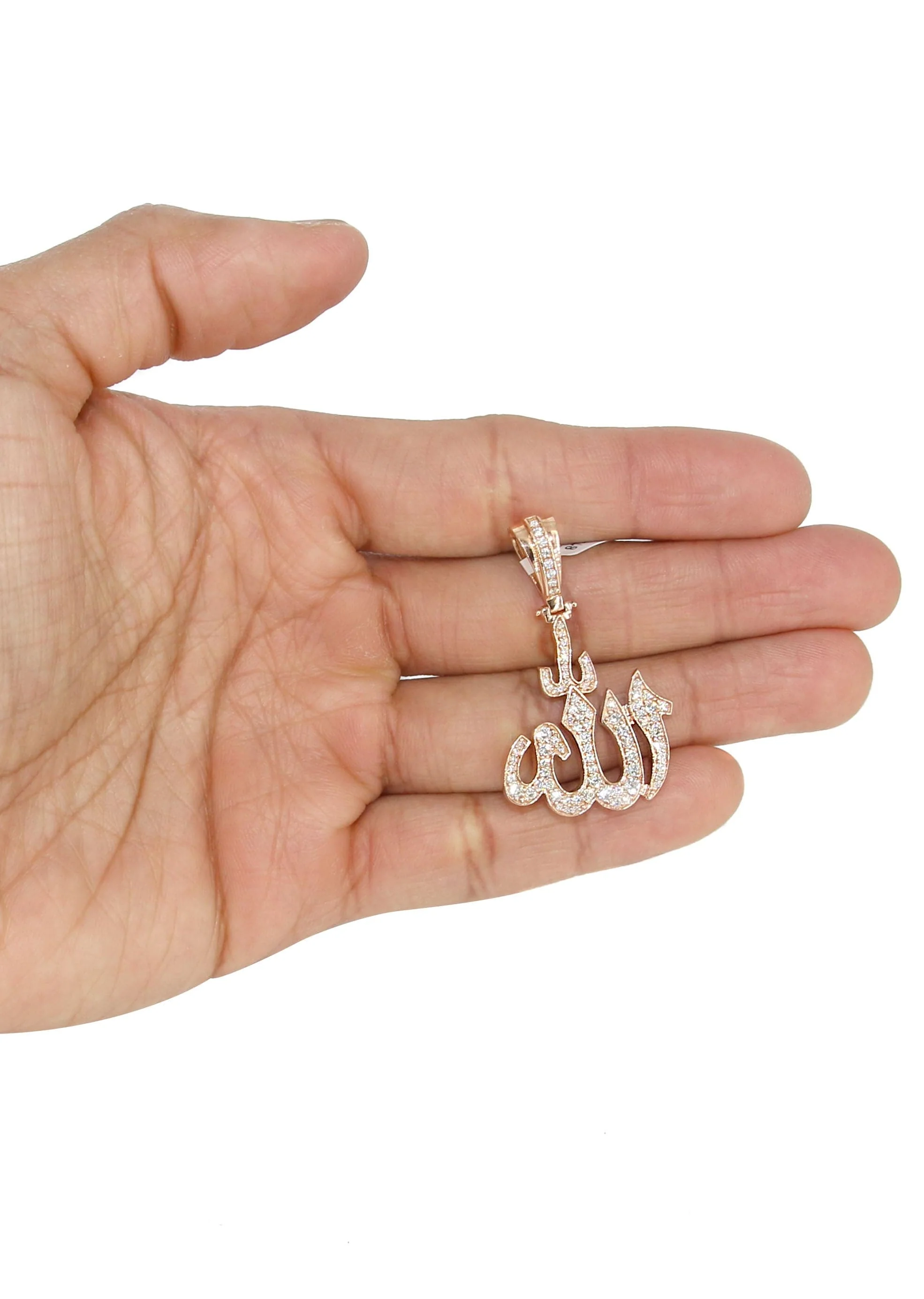 14K Rose Gold Diamond Allah Necklace | 1.25 Carats - Image 5