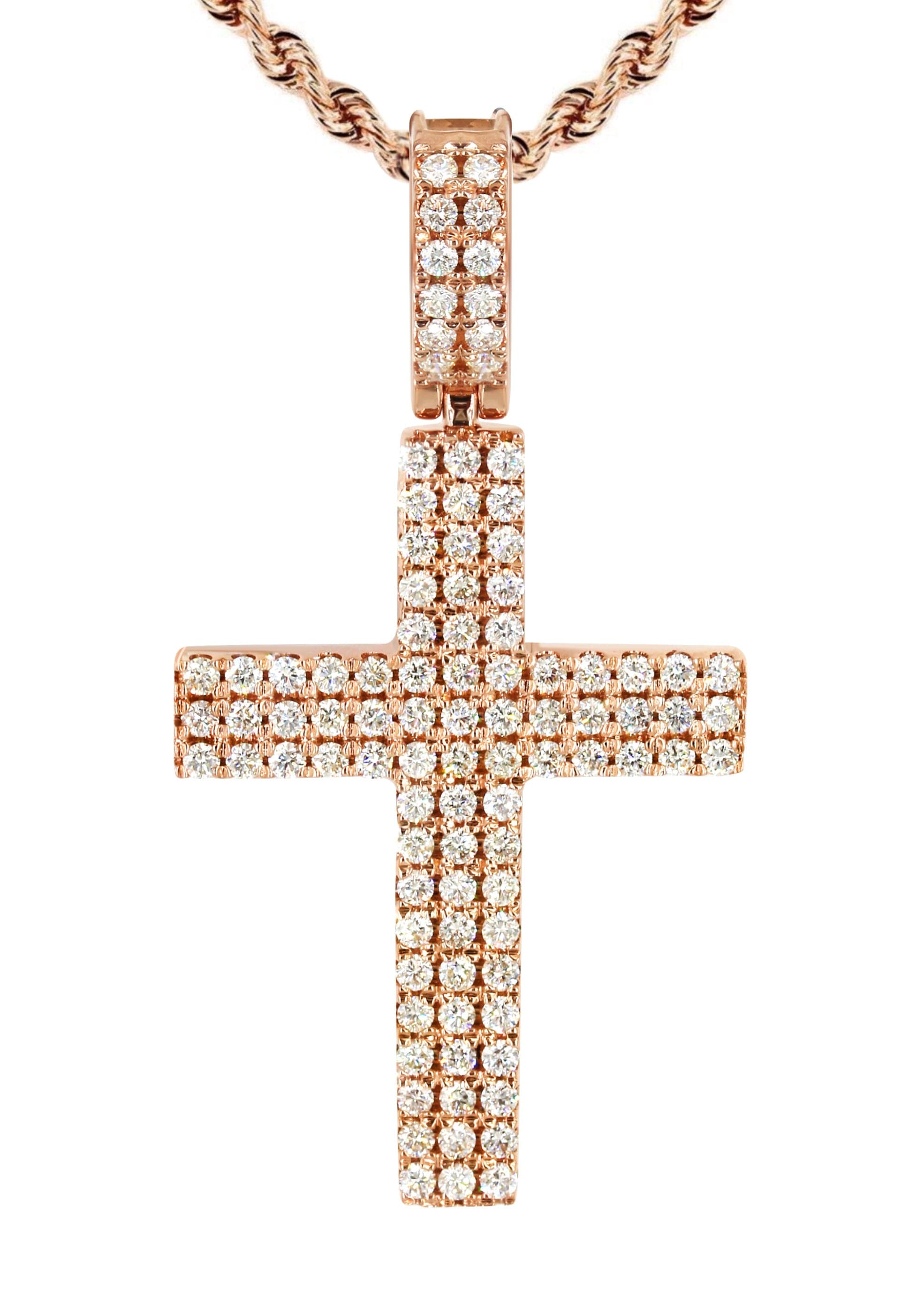 14K Rose Gold Diamond Cross Necklace | 1.69 Carats - Image 2