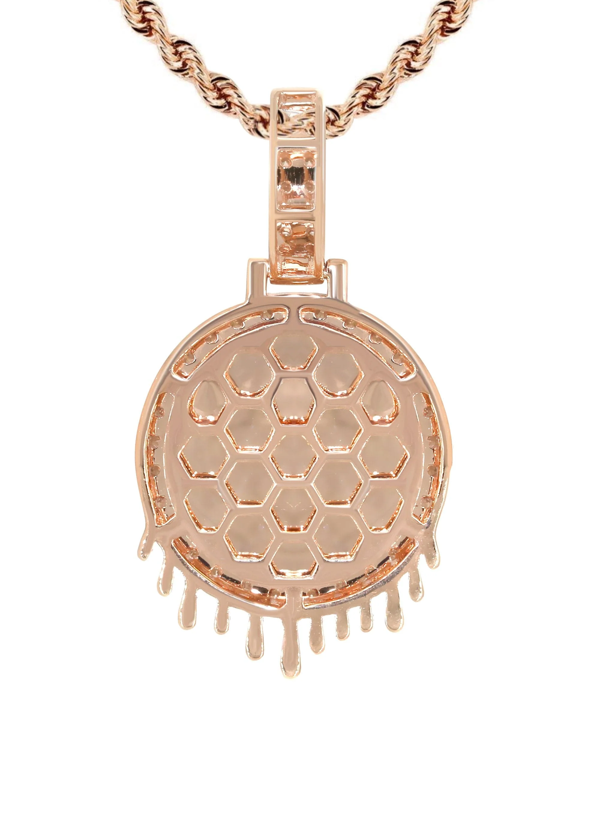 14K Rose Gold Diamond Round Drip Picture Pendant Necklace | 1.4 Carats | Appx. 16 Grams - Image 3