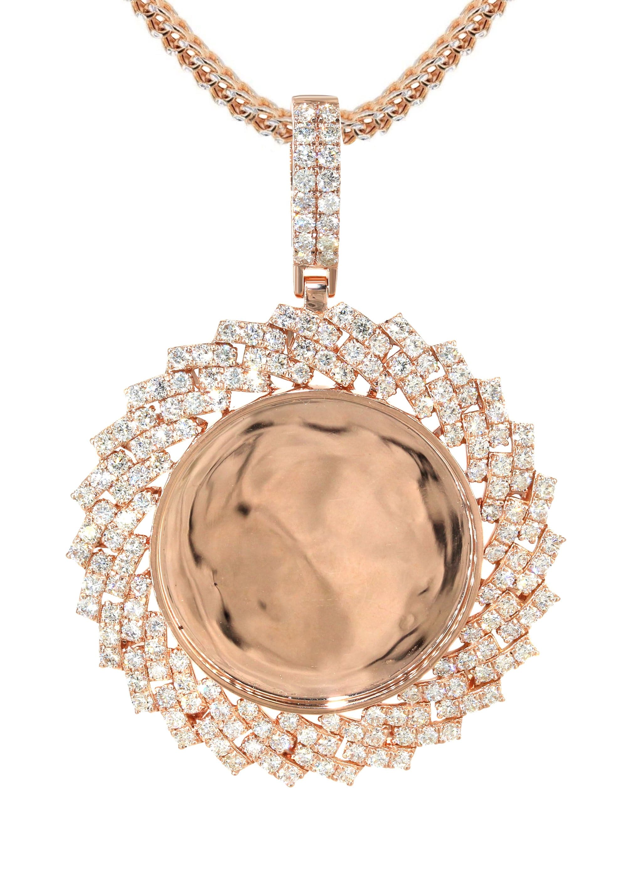 14K Rose Gold Diamond Round Picture Pendant Necklace | 3.85 Carats | Appx. 13 Grams - Image 2