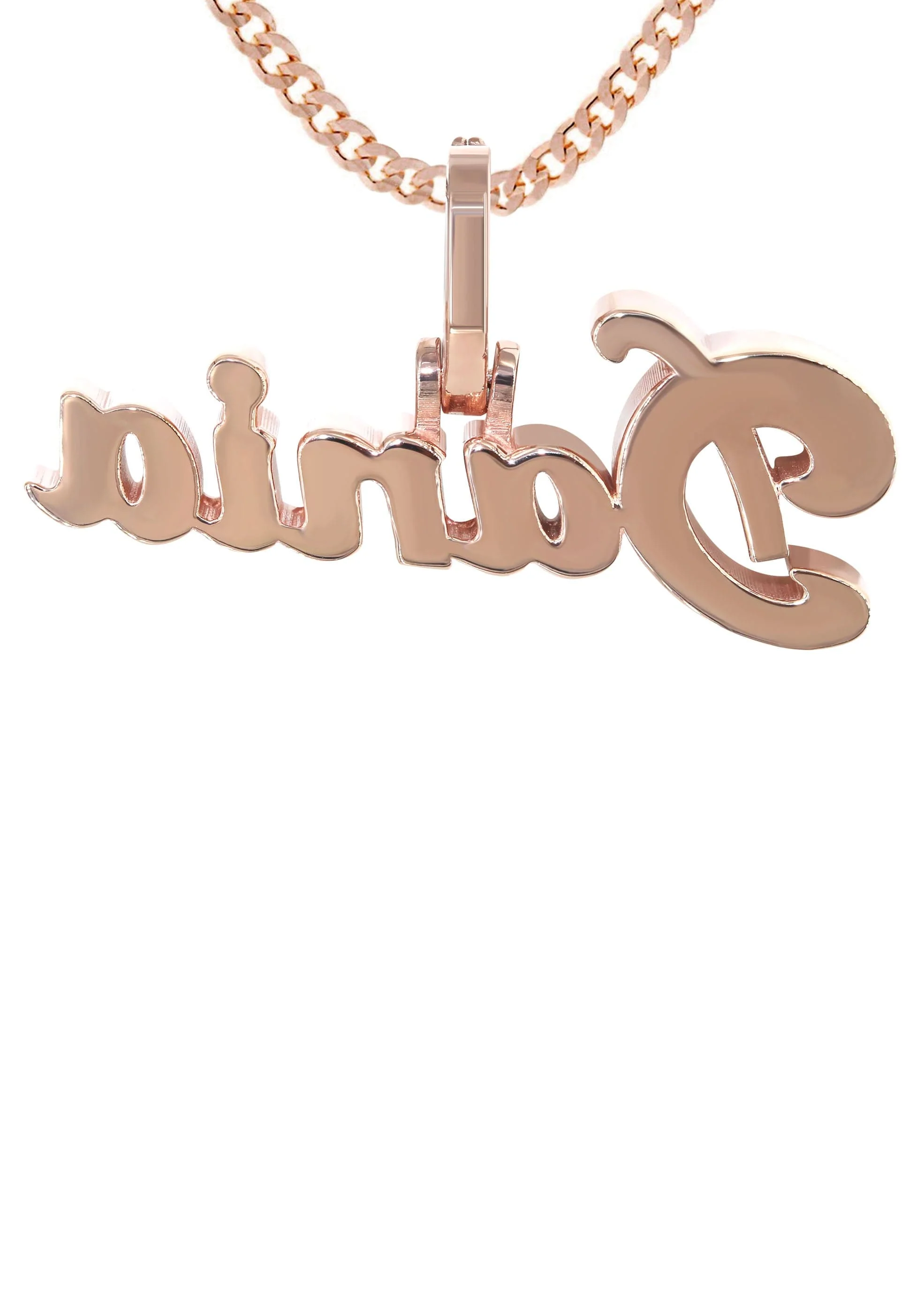 14K Rose Gold  Full Diamond Name Plate Necklace | Style #116 - Image 3