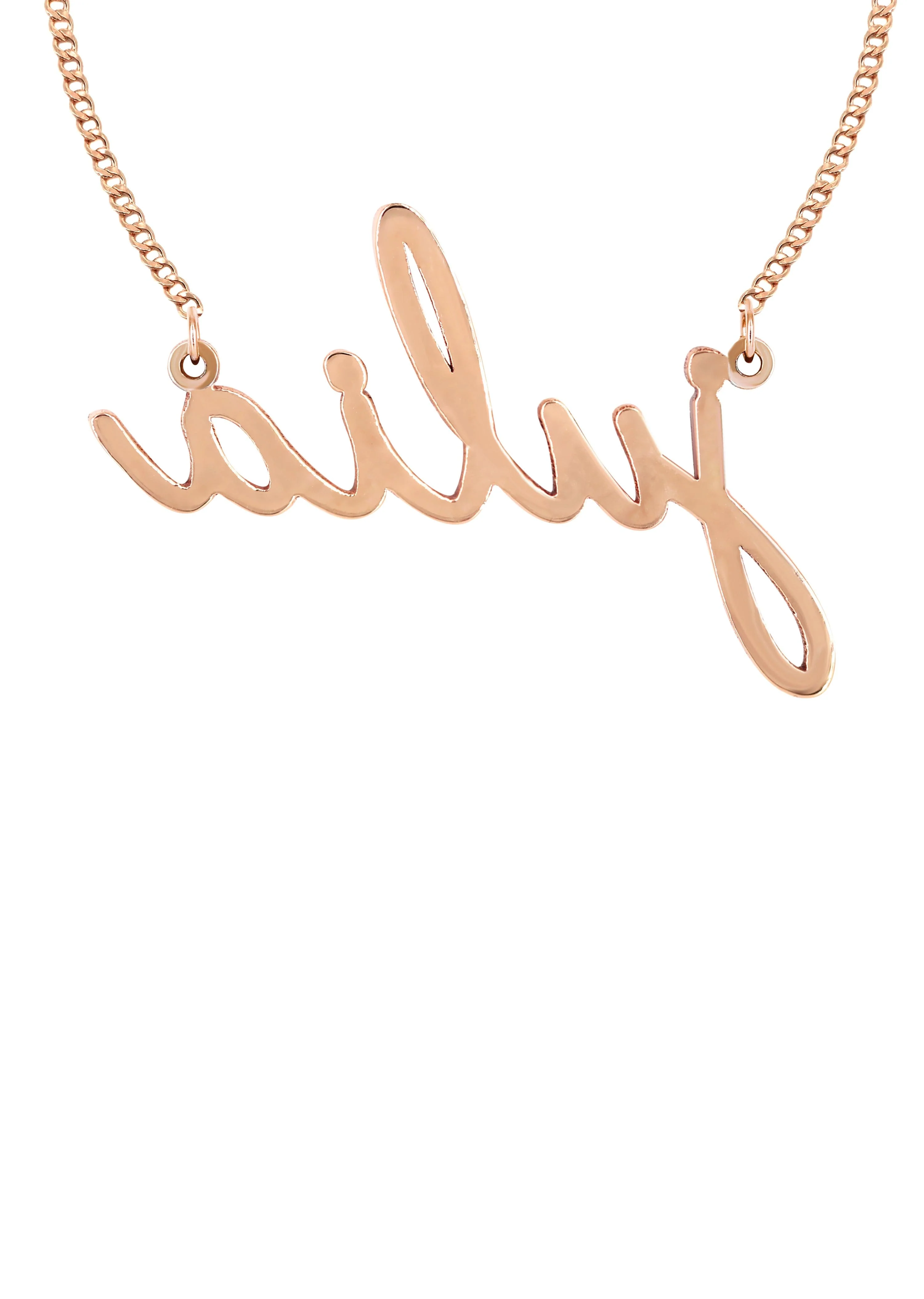 14K Rose Gold Full Diamond Script Name Necklace | Style #117 - Image 2